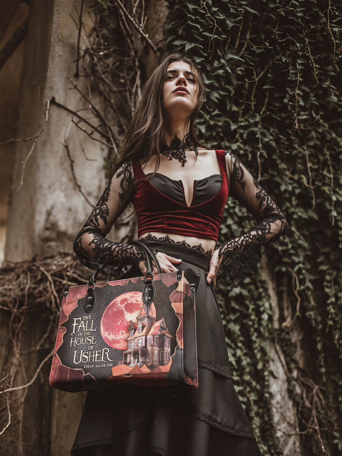 "The Fall Of The House Of Usher" - Black Interior - Leather Handbag - FALL DEAL