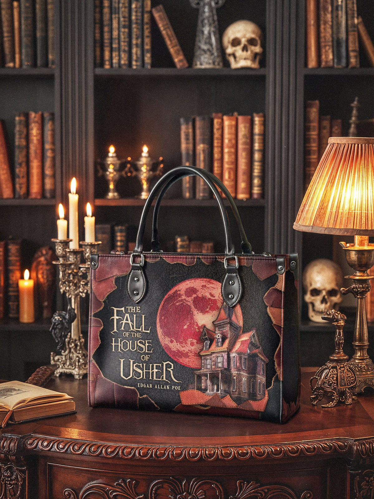 "The Fall Of The House Of Usher" - Black Interior - Leather Handbag - FALL DEAL