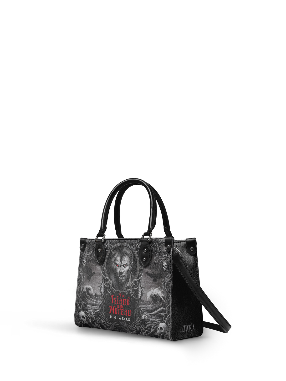 "The Island Of Dr Moreau" - Black Interior - Small Leather Handbag - NEVERMORE DEAL