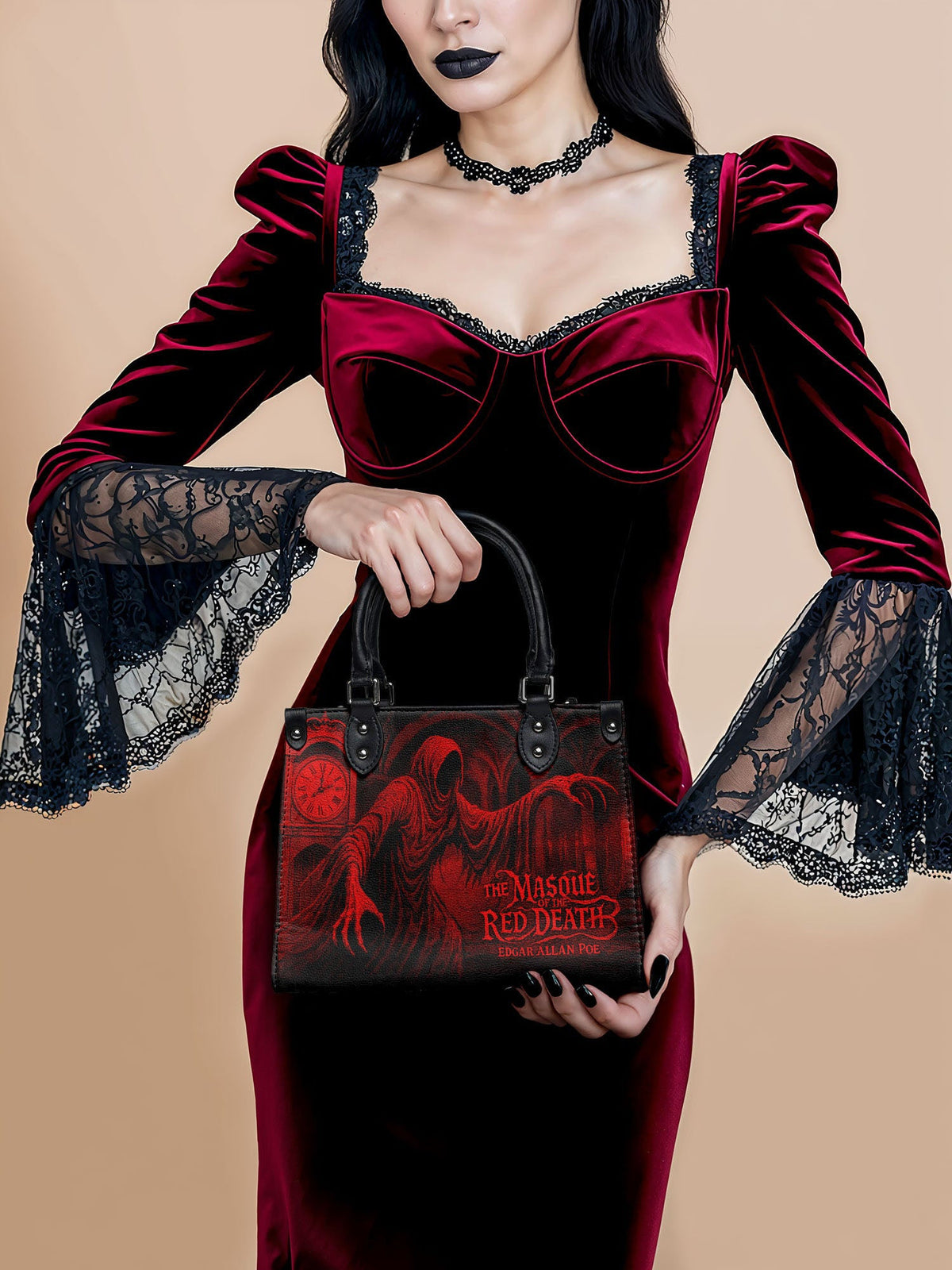 "The Masque Of The Red Death" - Black Interior - Small Leather Handbag - FALL CLEARANCE DEAL
