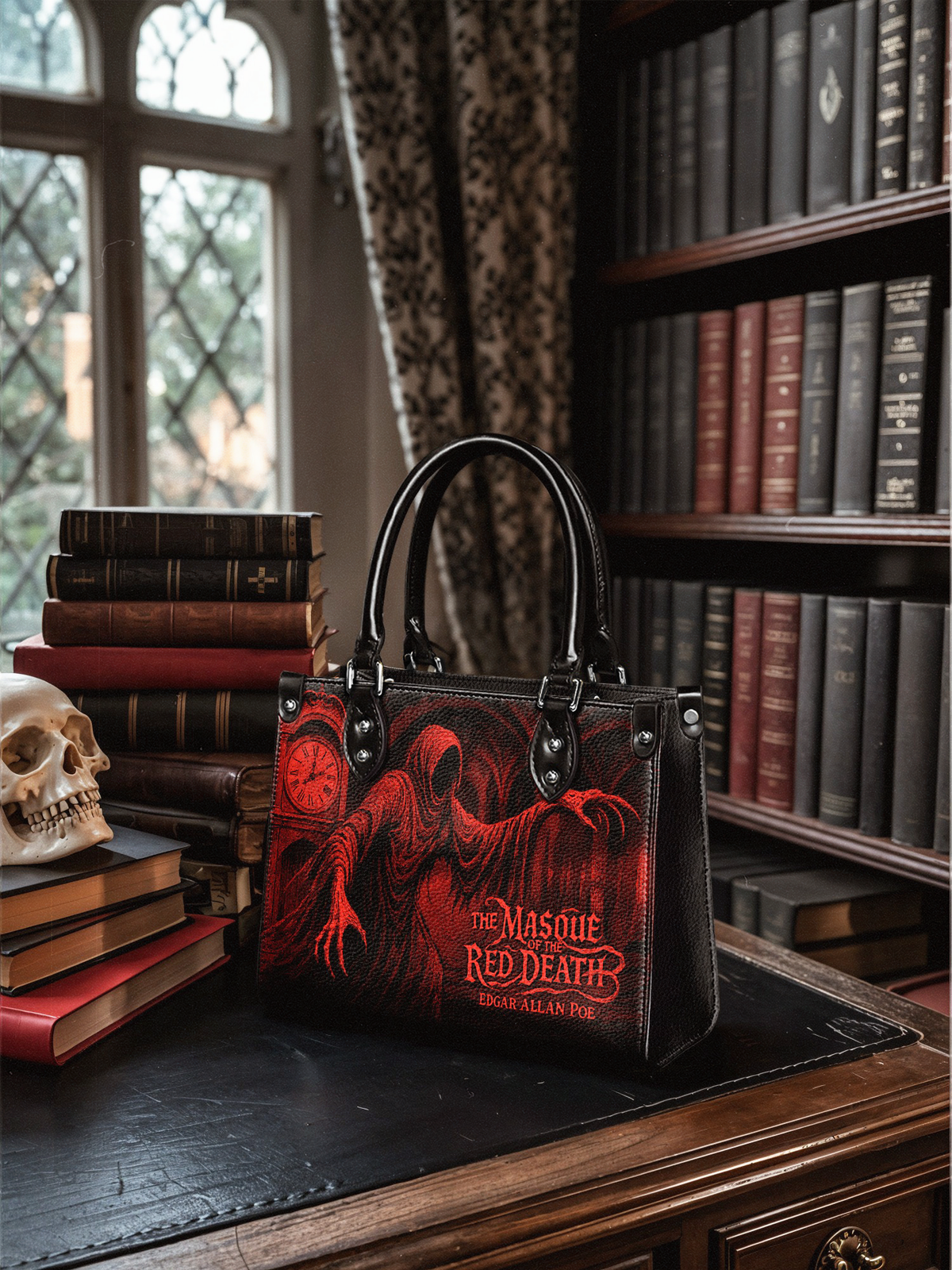 "The Masque Of The Red Death" - Black Interior - Small Leather Handbag - FALL CLEARANCE DEAL