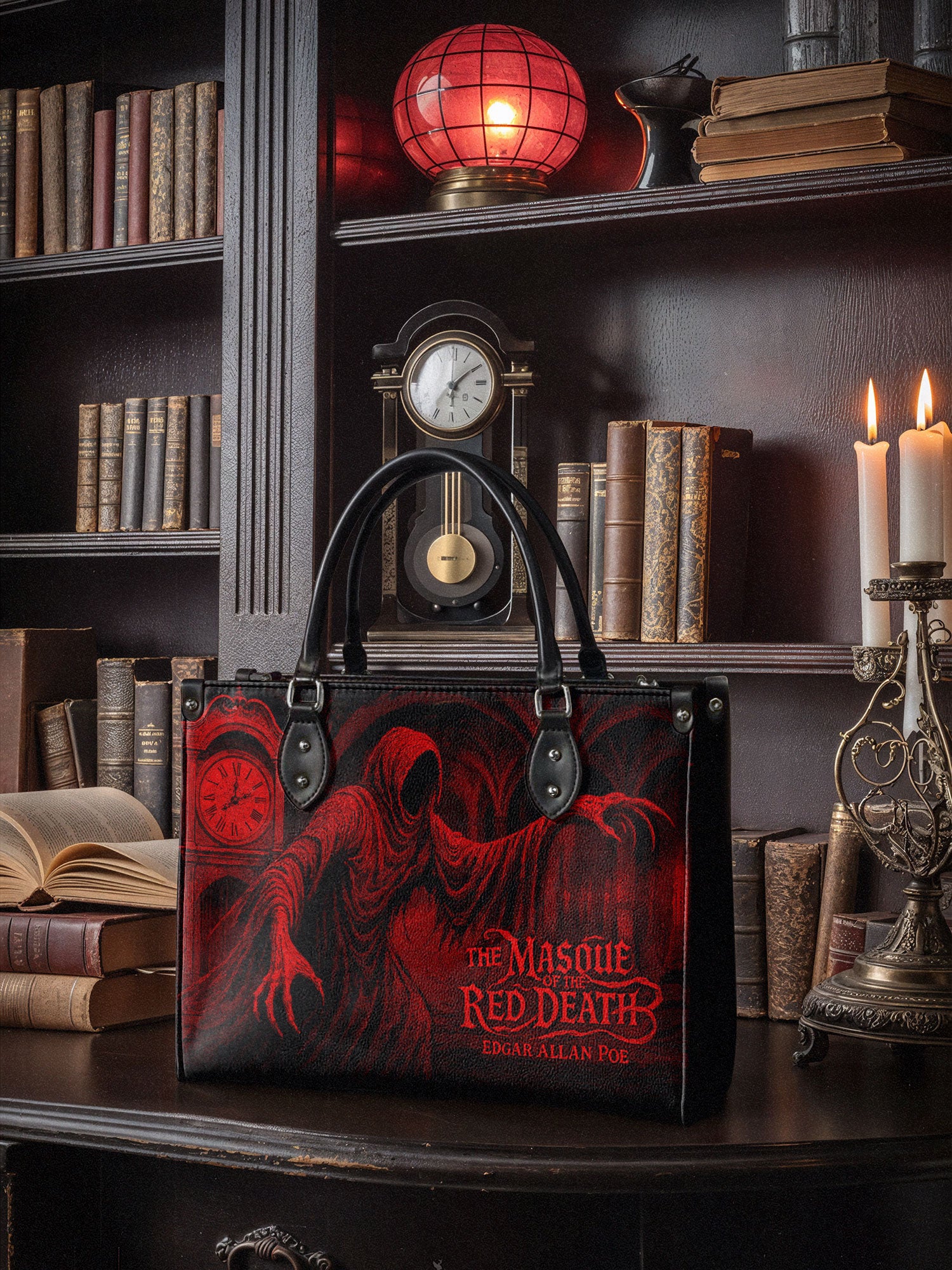 "The Masque Of The Red Death" - Black Interior - Leather Handbag