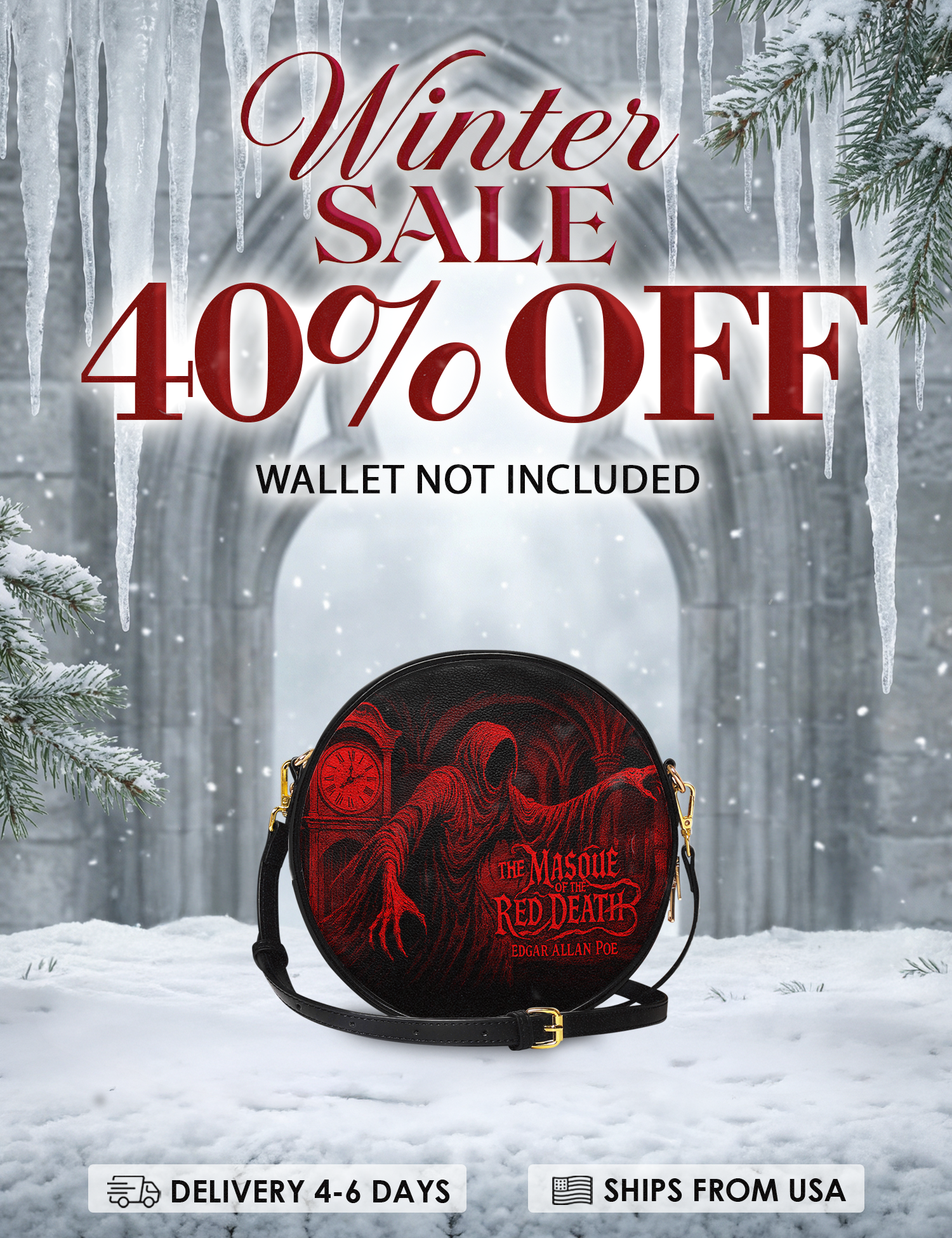 "The Masque Of The Red Death" Circle Crossbody Bag Deal