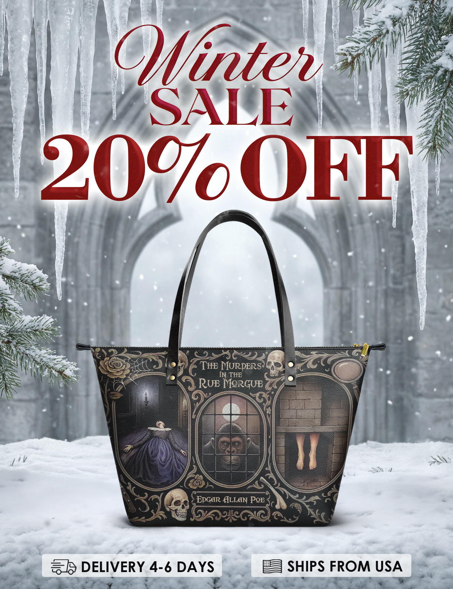 "The Murders In The Rue Morgue" Leather Tote Bag Deal