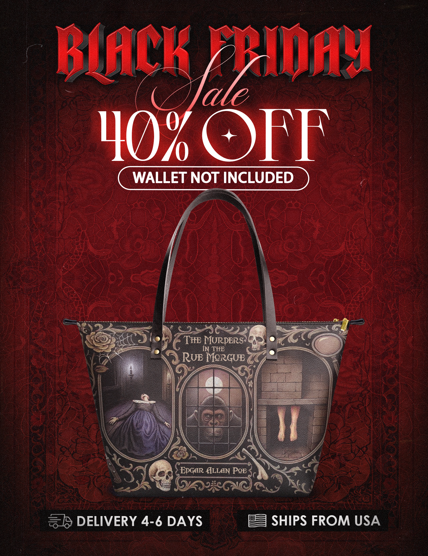 "The Murders In The Rue Morgue" Leather Tote Bag Deal