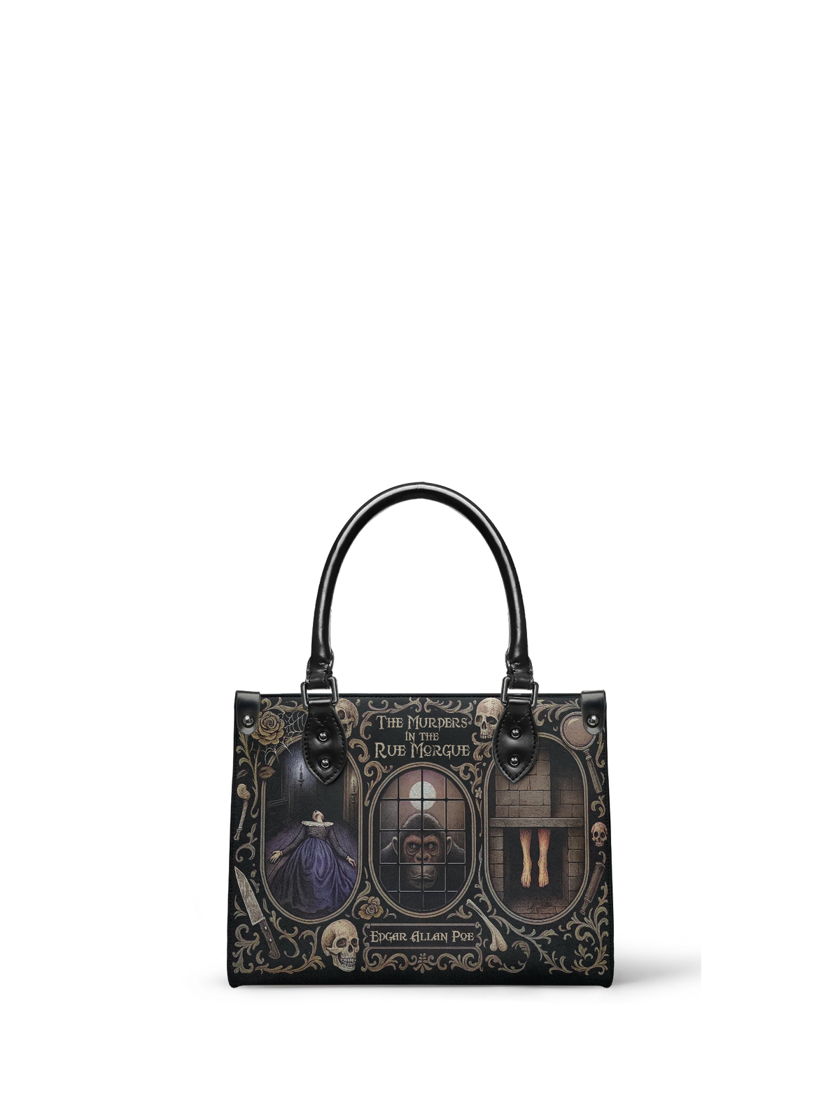 "The Murders In The Rue Morgue" - Black Interior - Small Leather Handbag - FALL DEAL