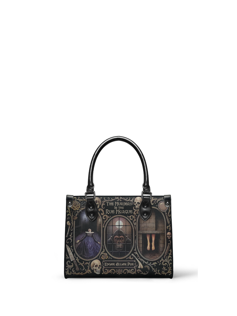 "The Murders In The Rue Morgue" - Black Interior - Small Leather Handbag - EVERMORE DEAL