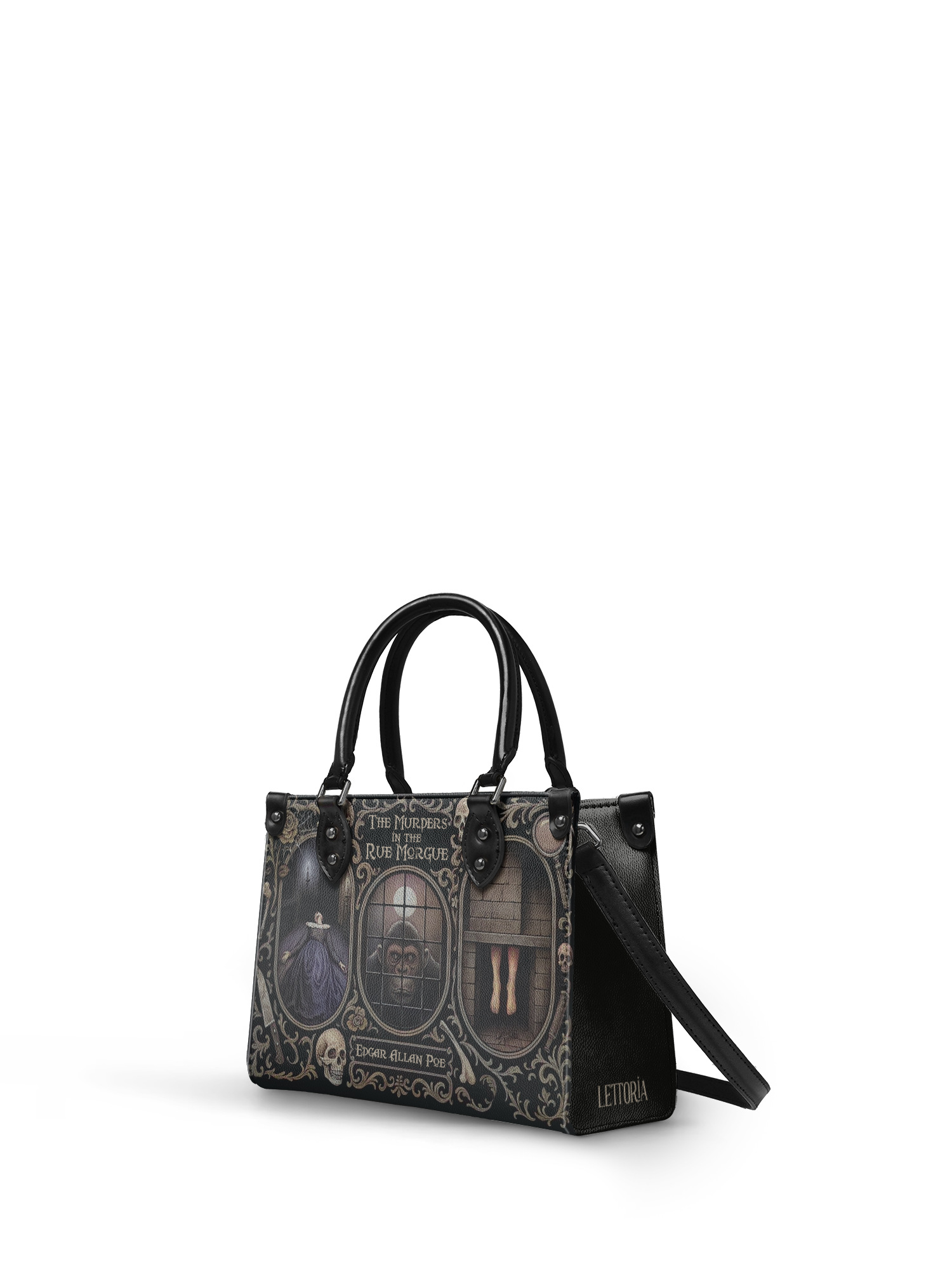 "The Murders In The Rue Morgue" - Black Interior - Small Leather Handbag