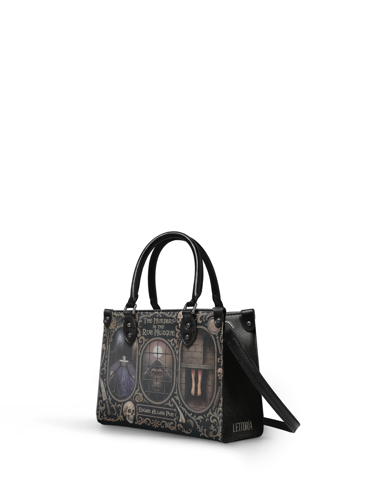 "The Murders In The Rue Morgue" - Black Interior - Small Leather Handbag - FALL DEAL