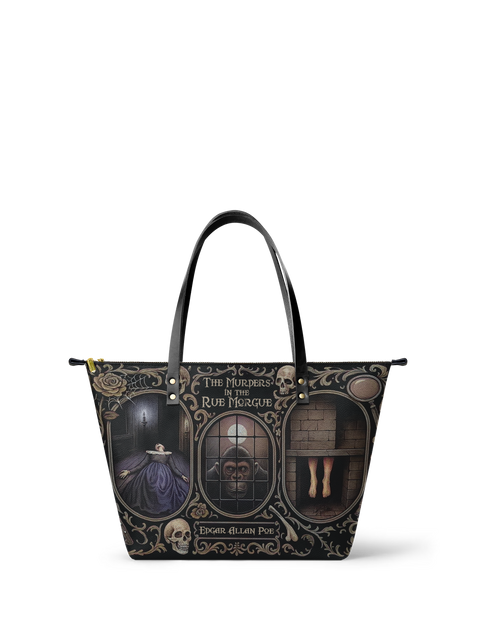 "The Murders In The Rue Morgue" Leather Tote Bag