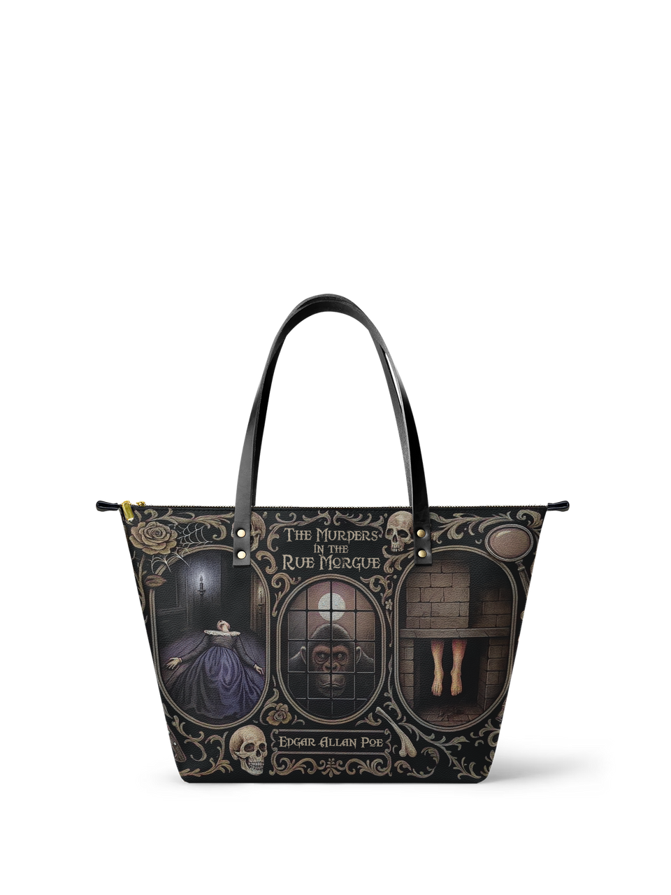 "The Murders In The Rue Morgue" Leather Tote Bag