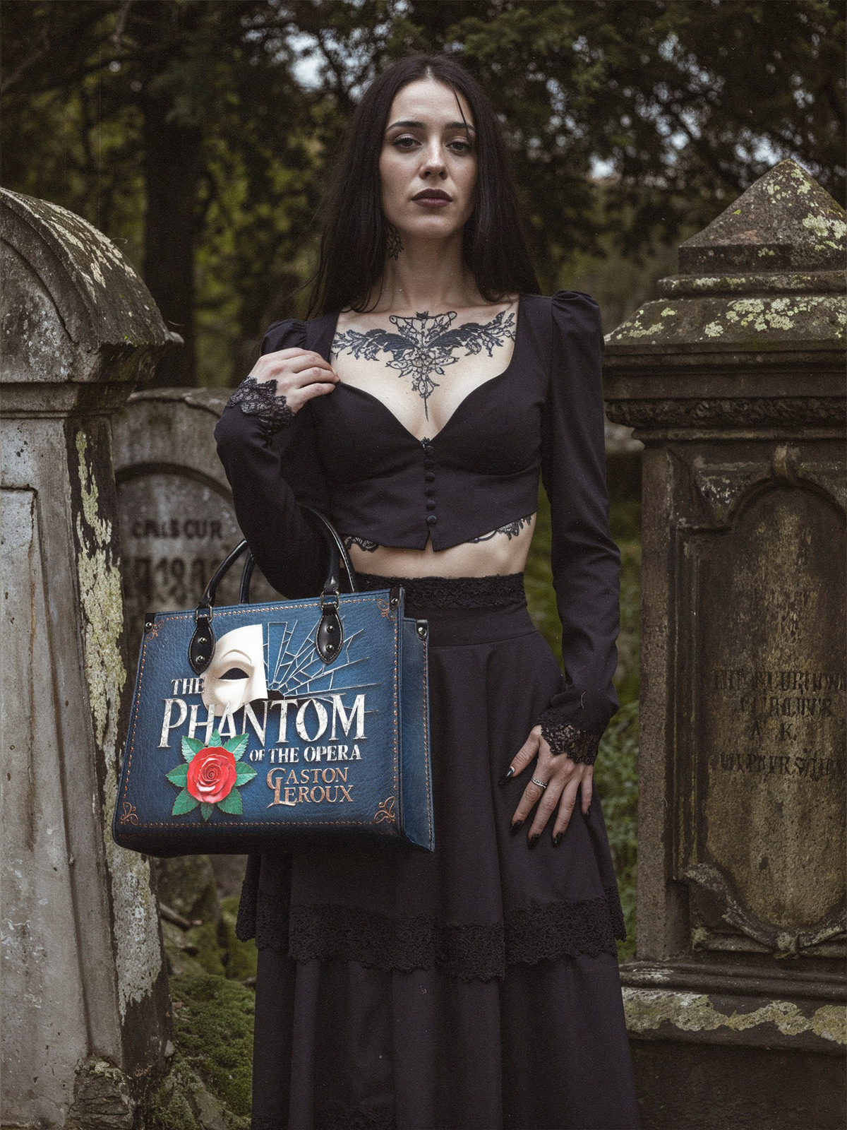 "The Phantom Of The Opera" - Blue Interior - Leather Handbag