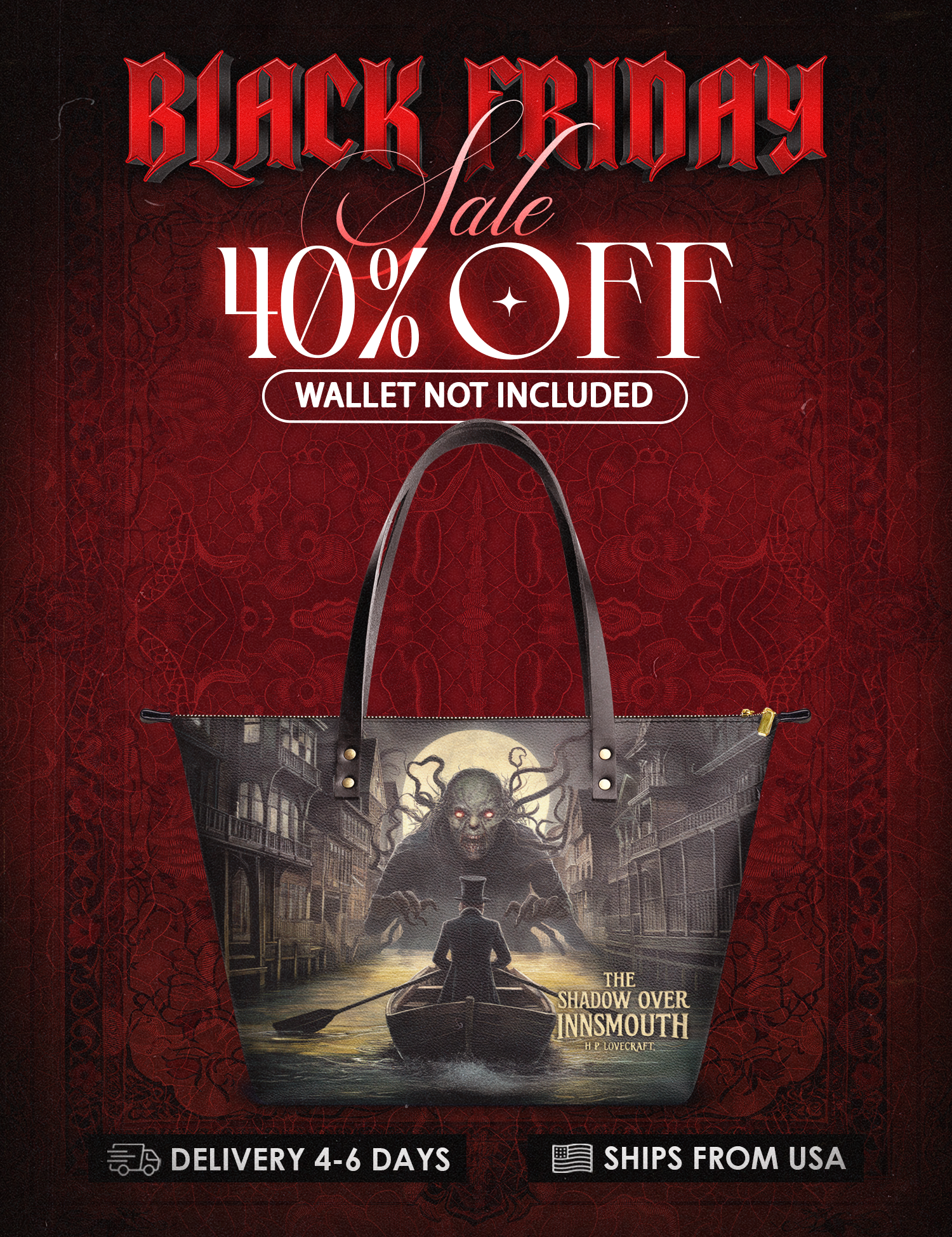 "The Shadow Over Innsmouth" Leather Tote Bag Deal