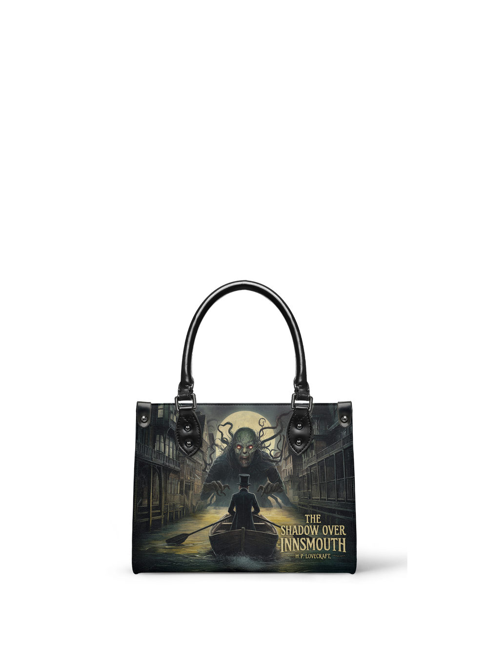 "The Shadow Over Innsmouth" - Black Interior - Small Leather Handbag - NEVERMORE DEAL