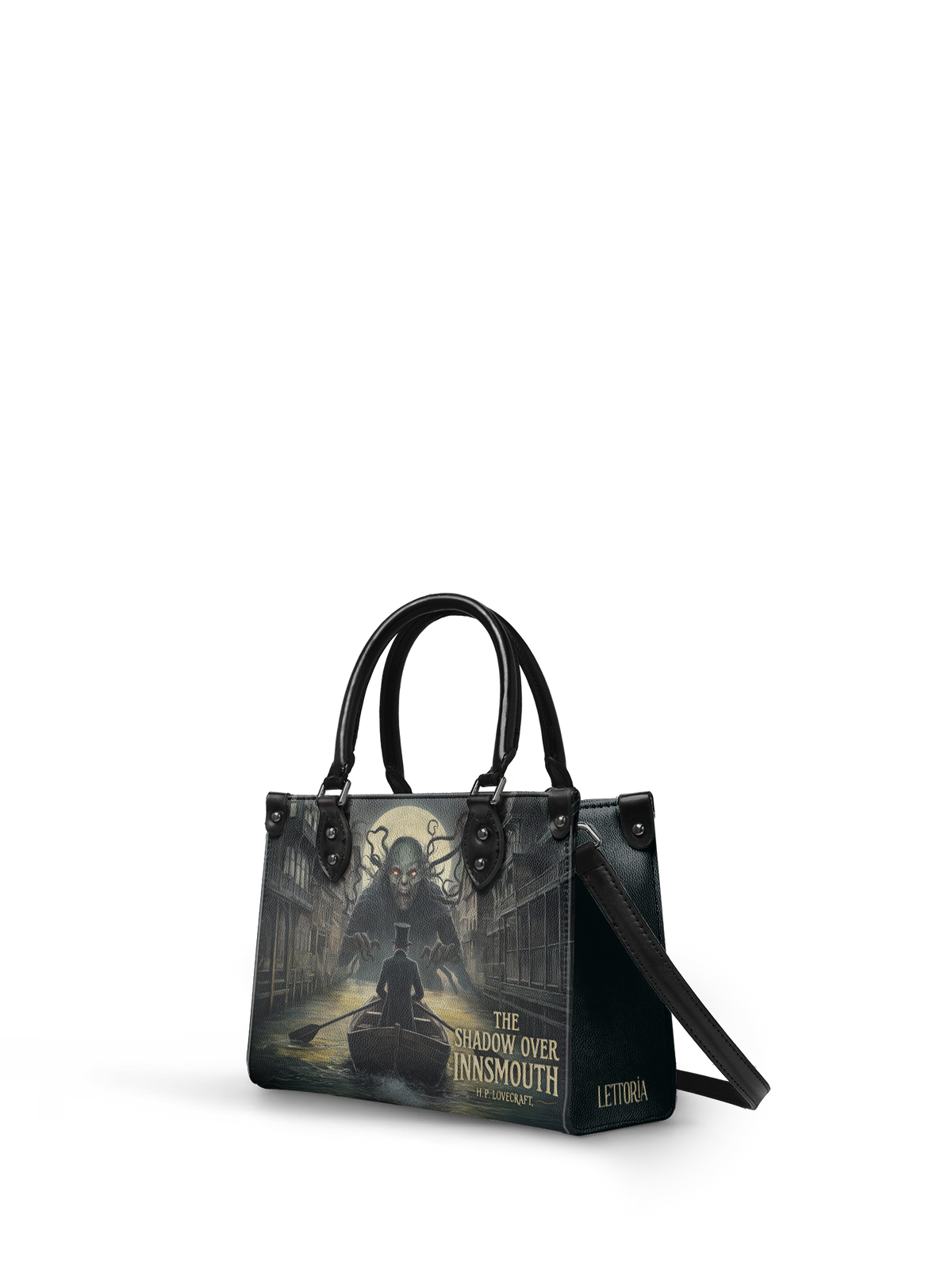 "The Shadow Over Innsmouth" - Black Interior - Small Leather Handbag - NEVERMORE DEAL