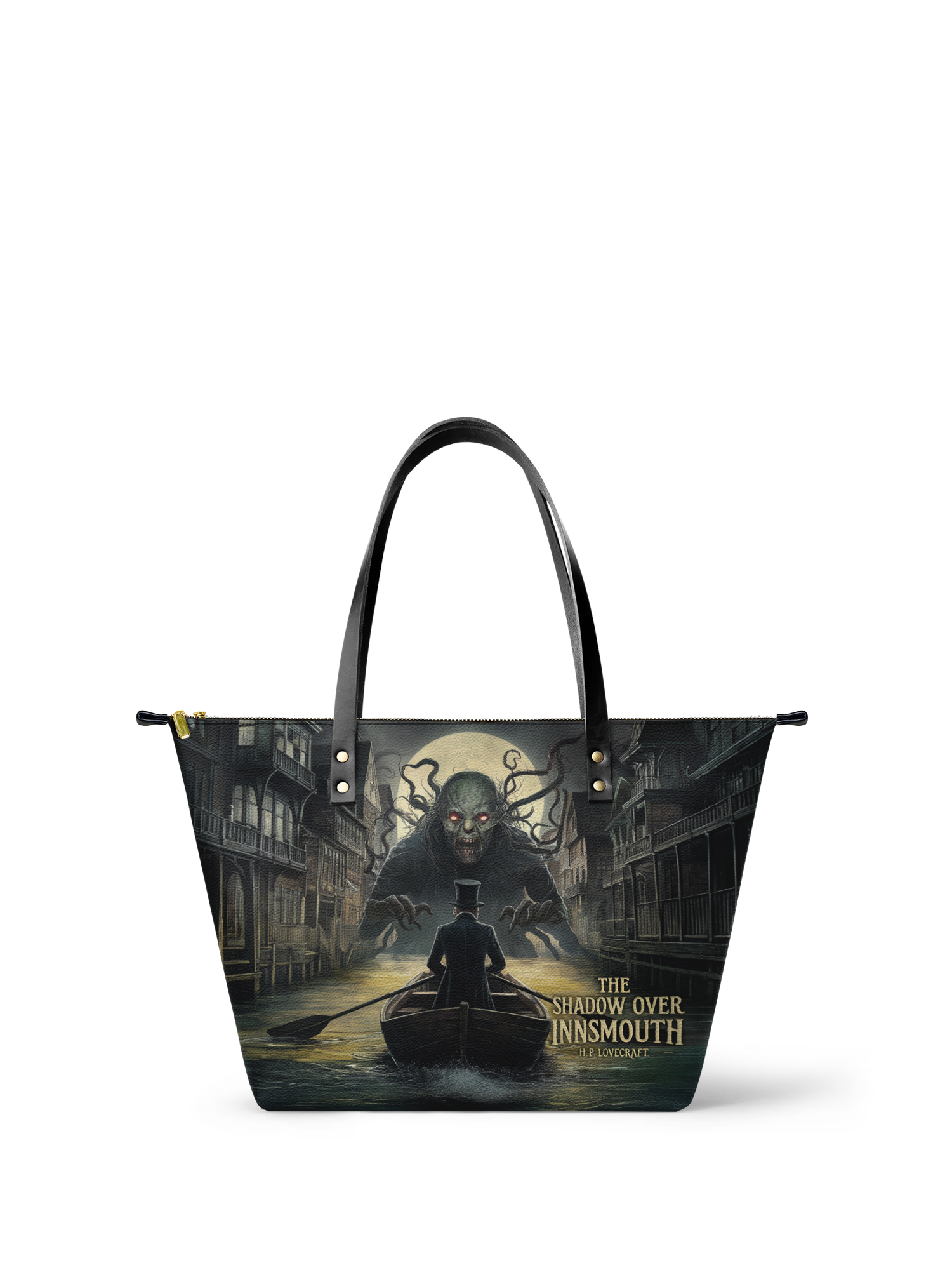 "The Shadow Over Innsmouth" Leather Tote Bag