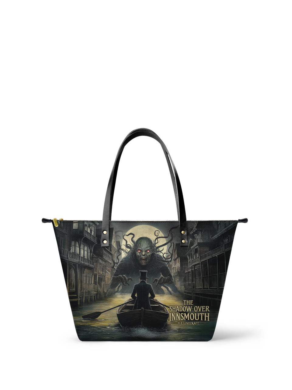 "The Shadow Over Innsmouth" Leather Tote Bag