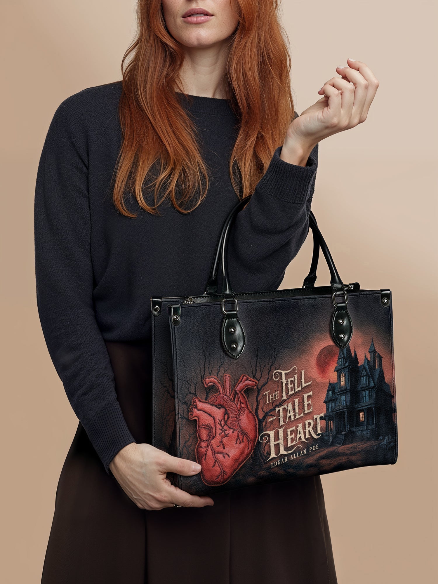 "The Tell-Tale Heart" - Red Interior - Leather Handbag