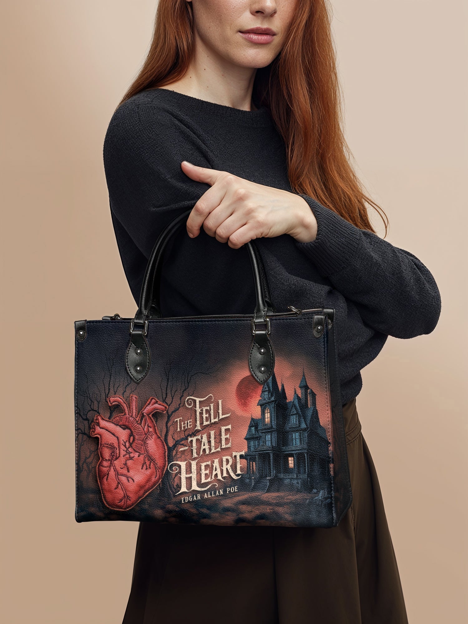 "The Tell-Tale Heart" - Red Interior - Leather Handbag