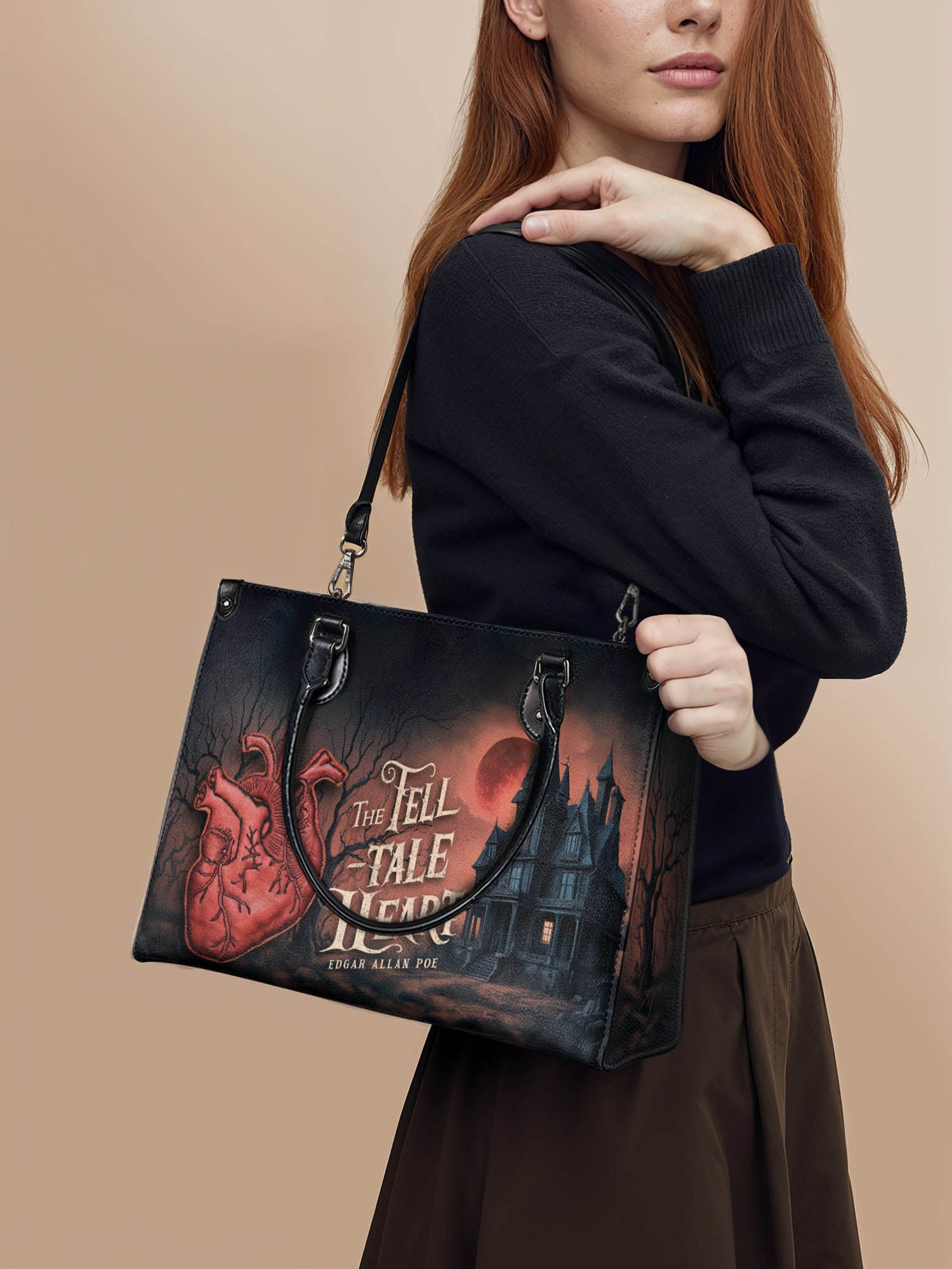"The Tell-Tale Heart" - Red Interior - Leather Handbag