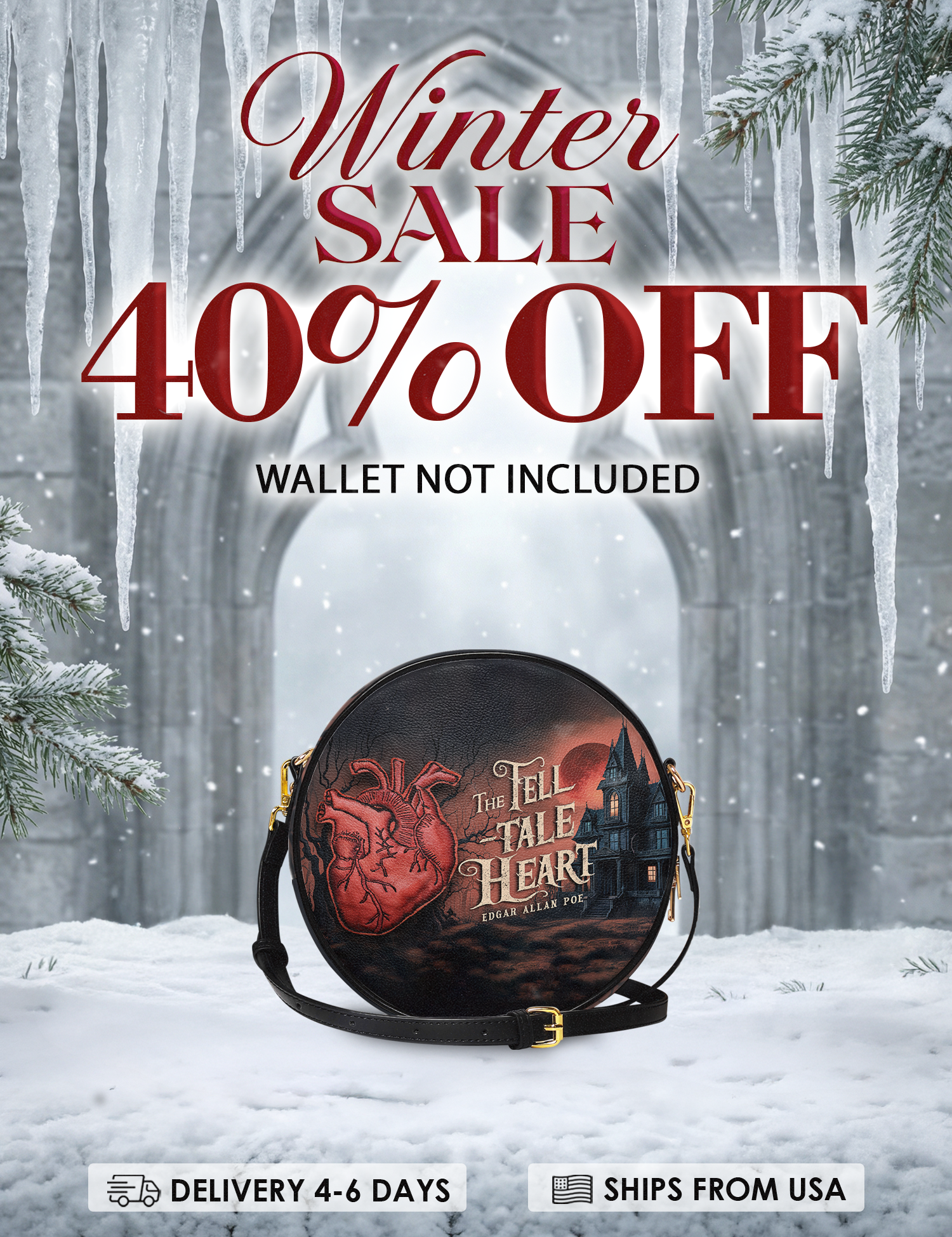 "The Tell-Tale Heart" Circle Crossbody Bag Deal