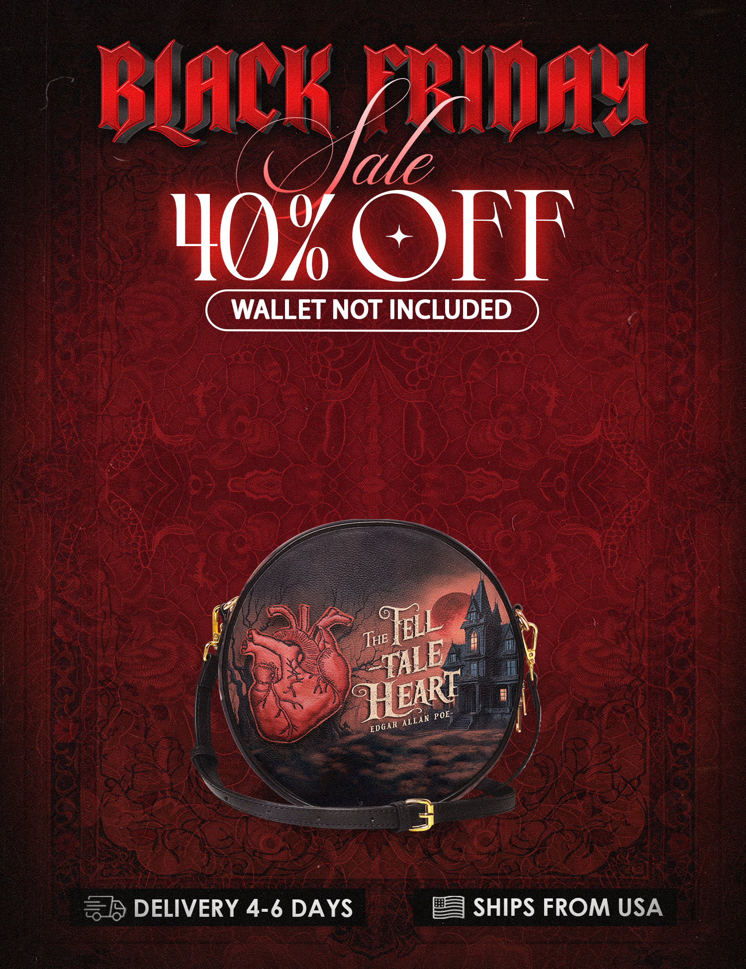 "The Tell-Tale Heart" Circle Crossbody Bag Deal