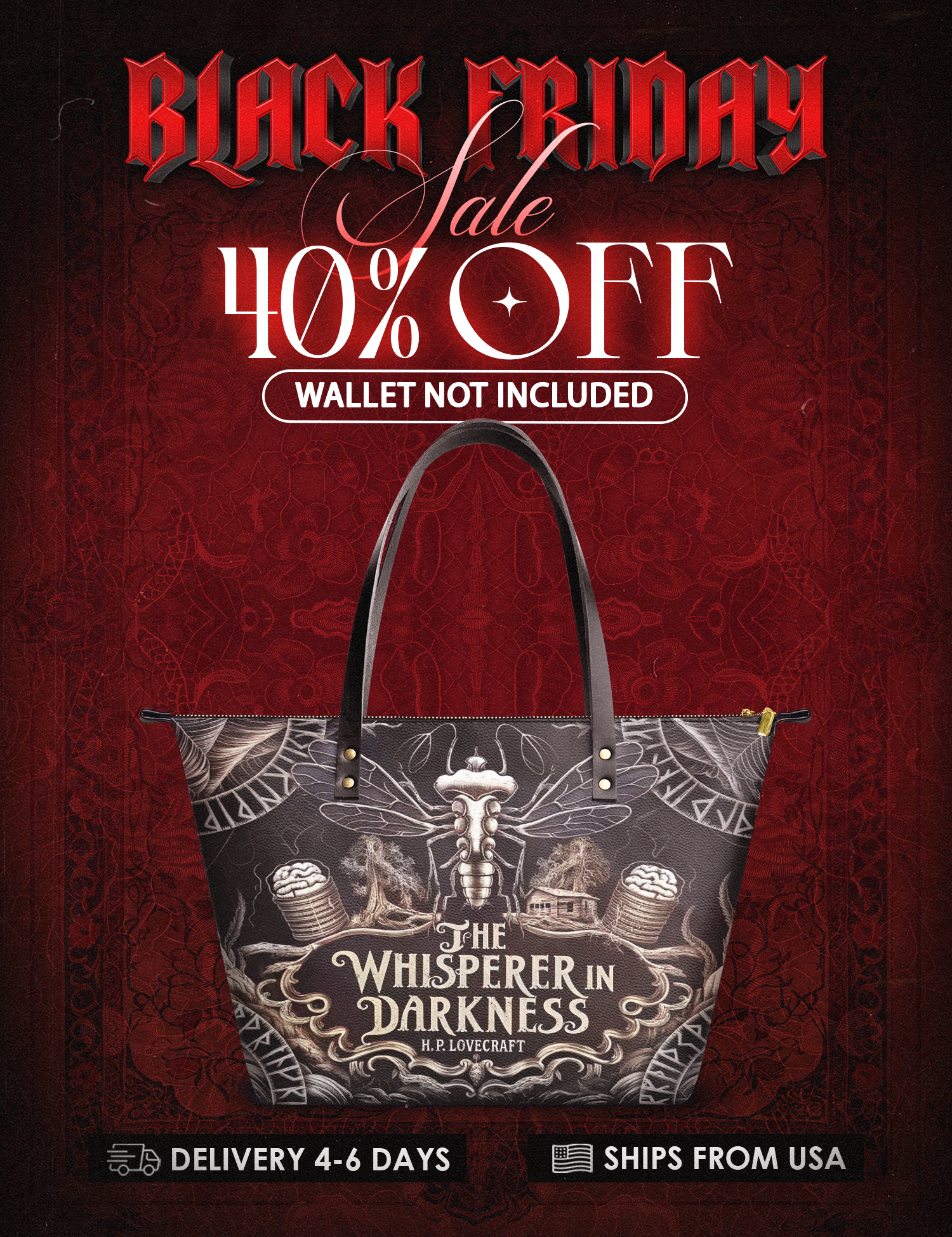 "The Whisperer In Darkness" Leather Tote Bag Deal