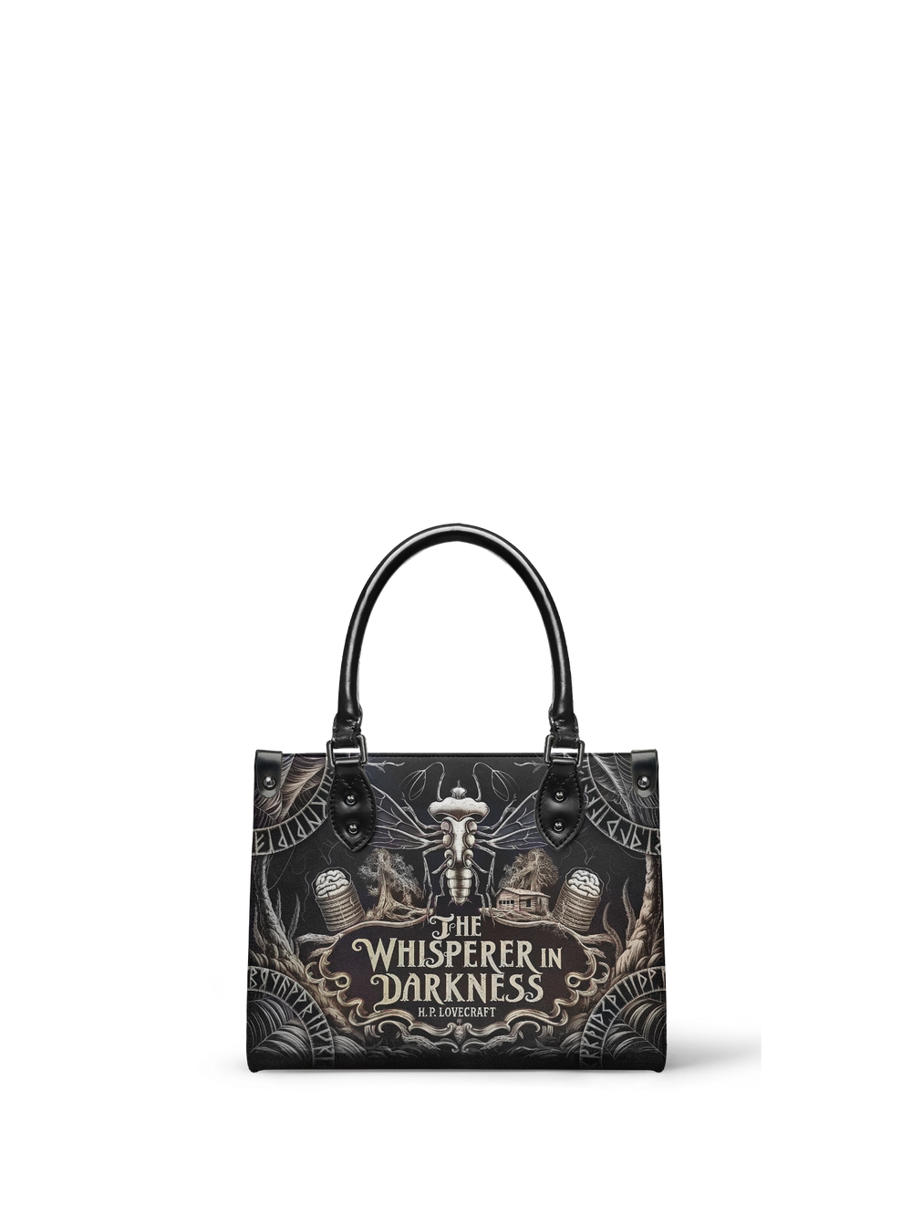"The Whisperer In Darkness" - Black Interior - Small Leather Handbag - NEVERMORE DEAL