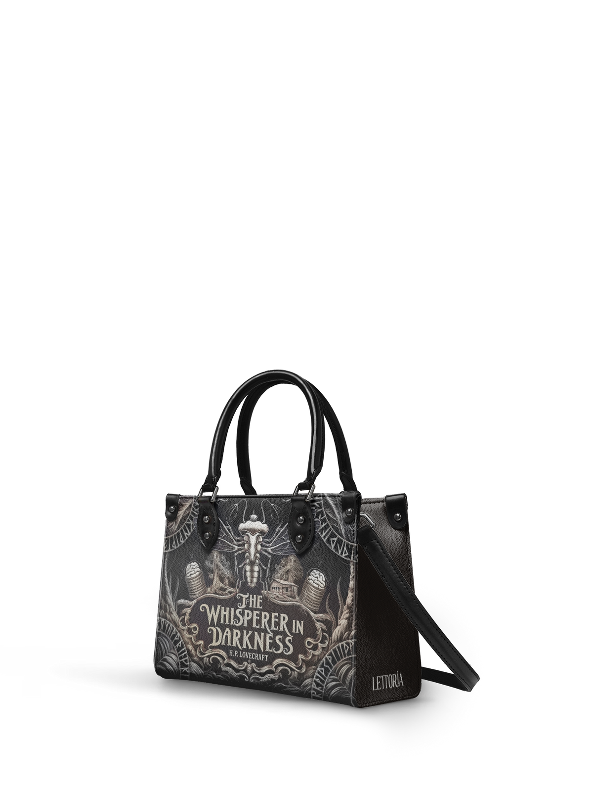 "The Whisperer In Darkness" - Black Interior - Small Leather Handbag - NEVERMORE DEAL