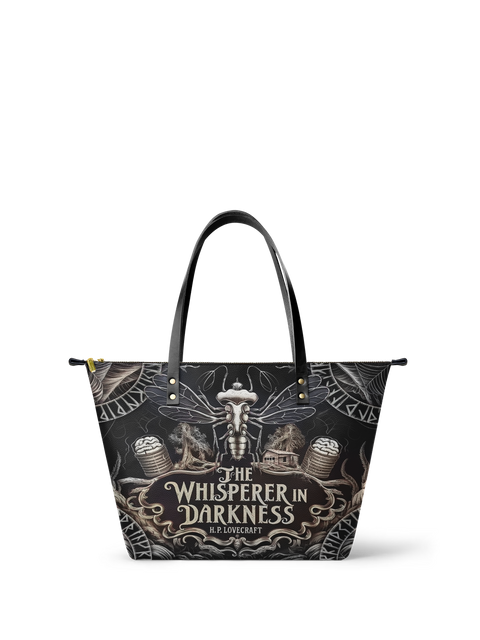 "The Whisperer In Darkness" Leather Tote Bag