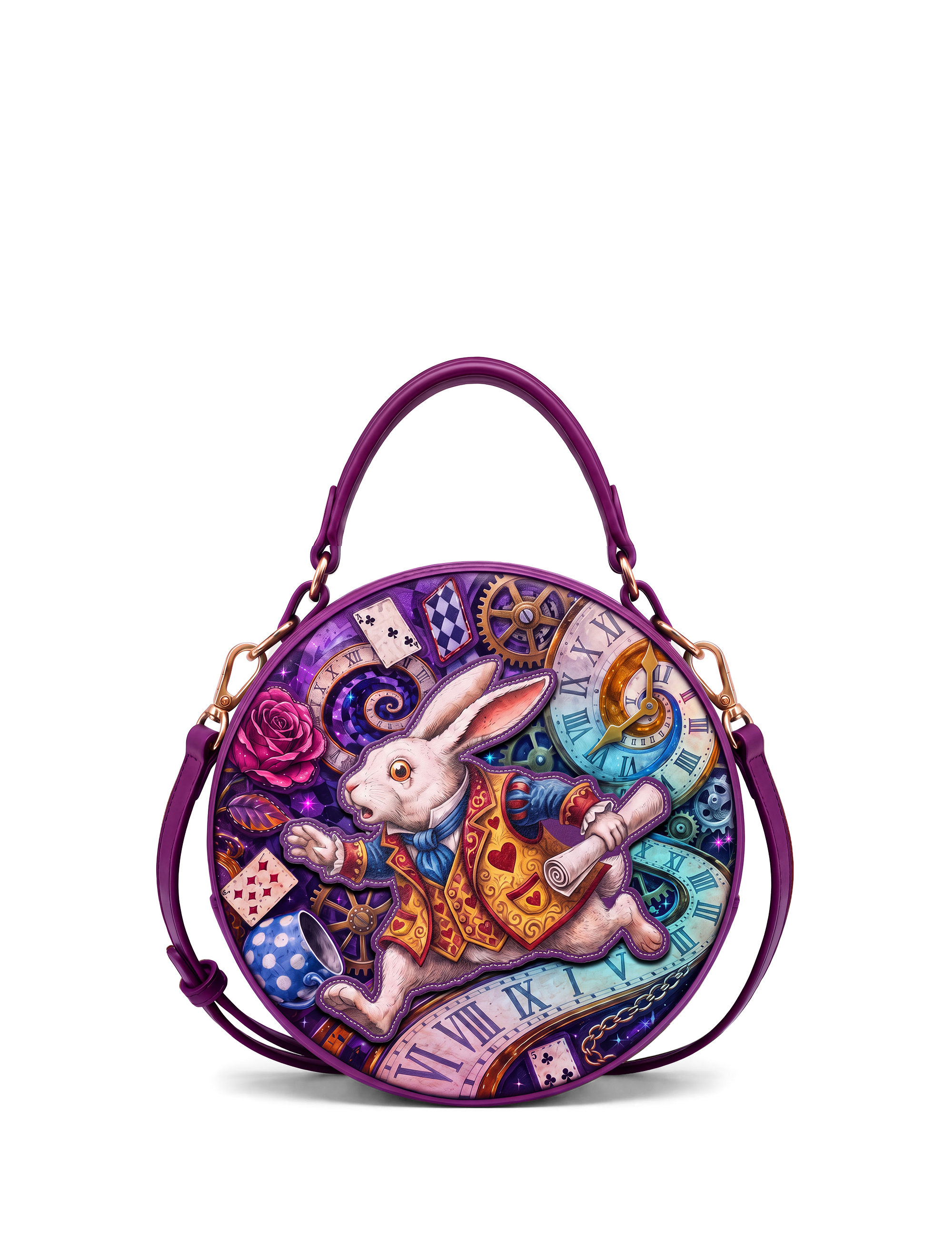 “The White Rabbit” Applique Circle Crossbody Bag