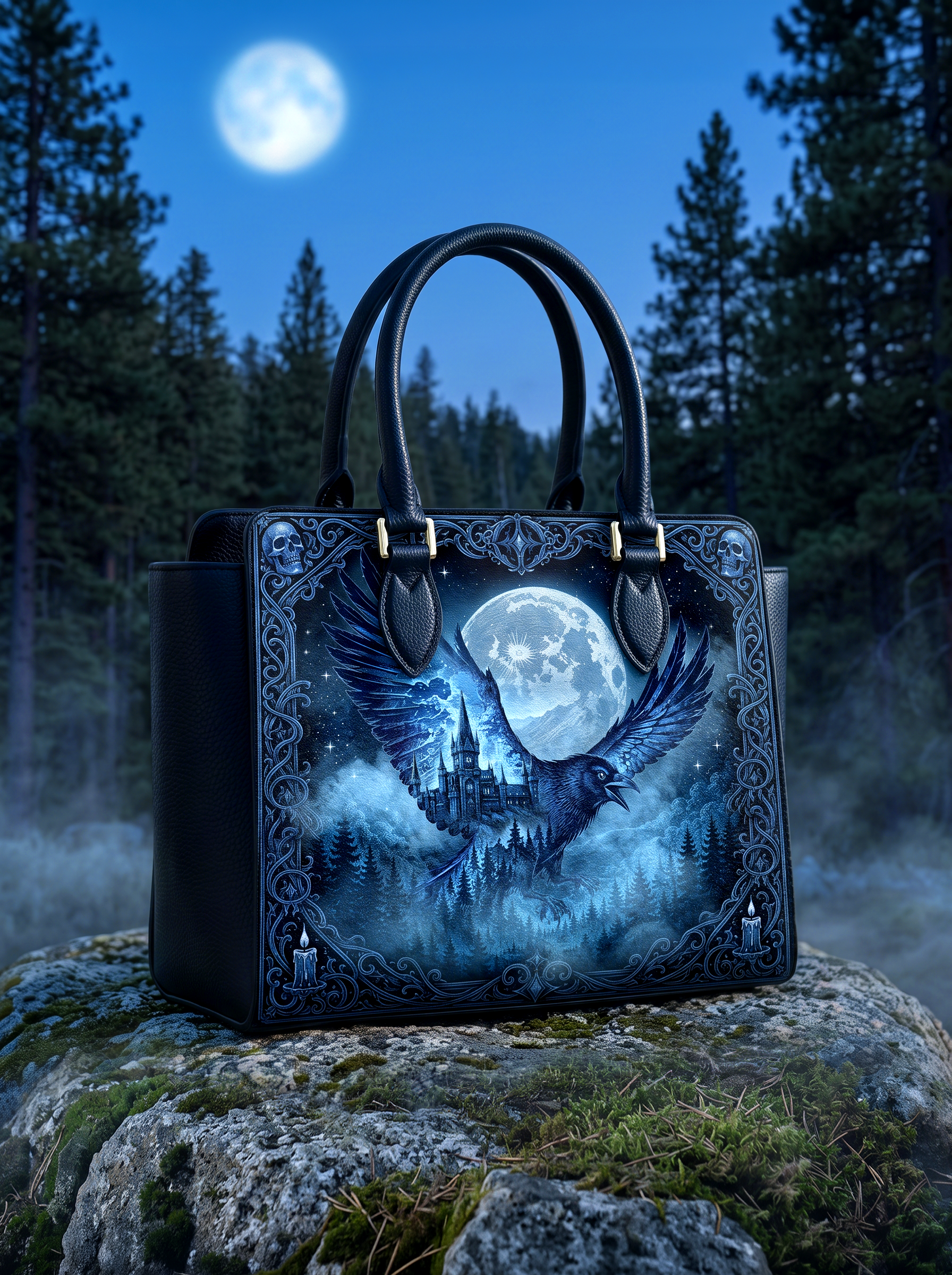 “The Wise Raven” Vesper Leather Handbag
