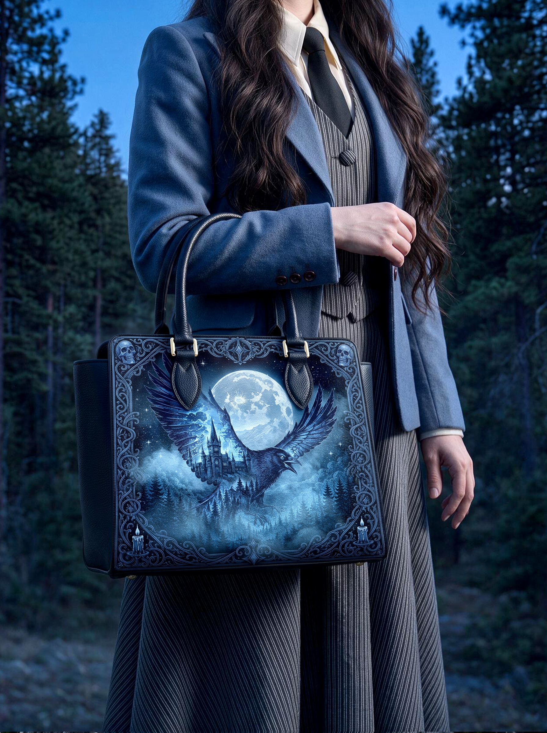 “The Wise Raven” Vesper Leather Handbag