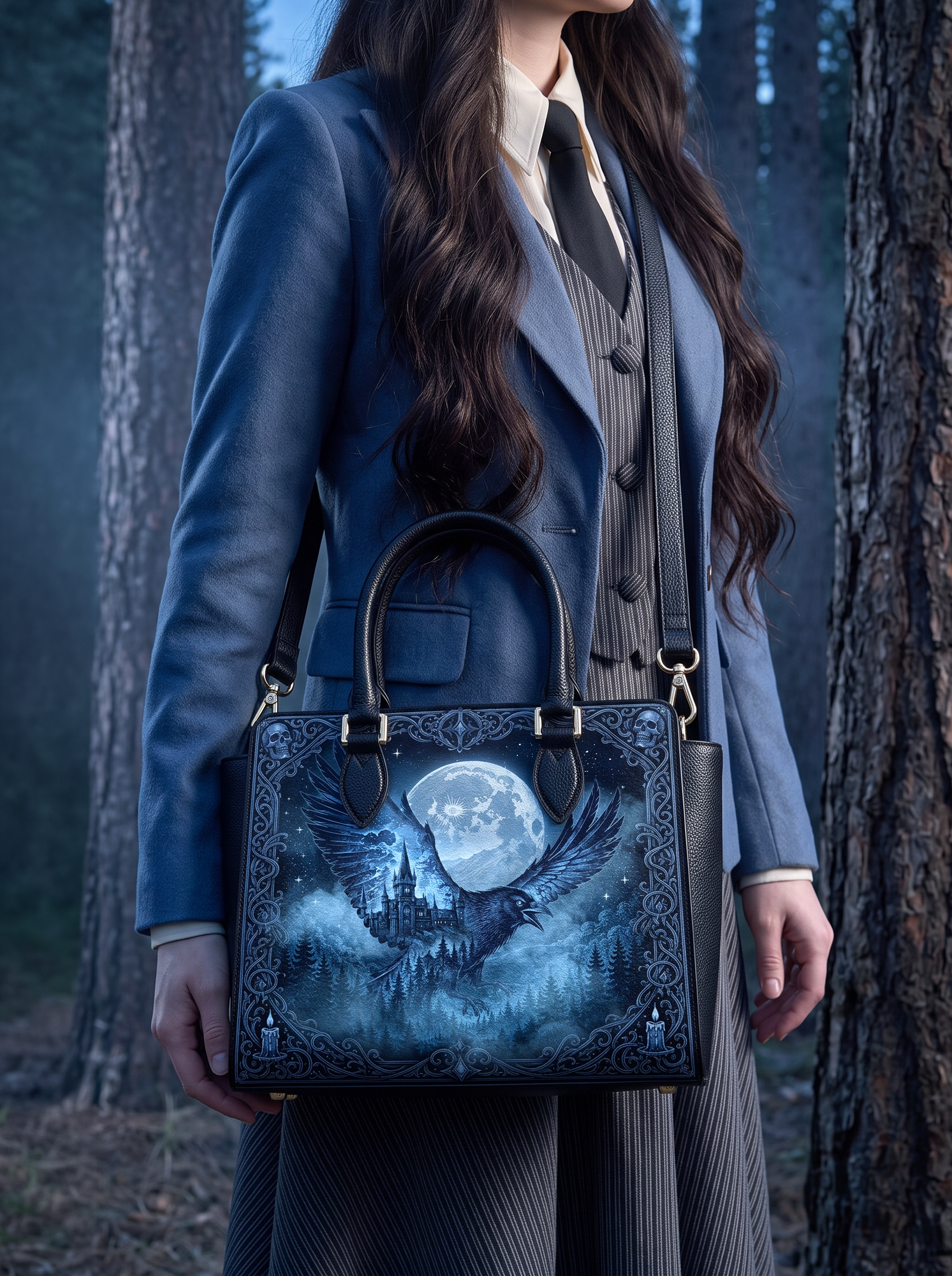 “The Wise Raven” Vesper Leather Handbag