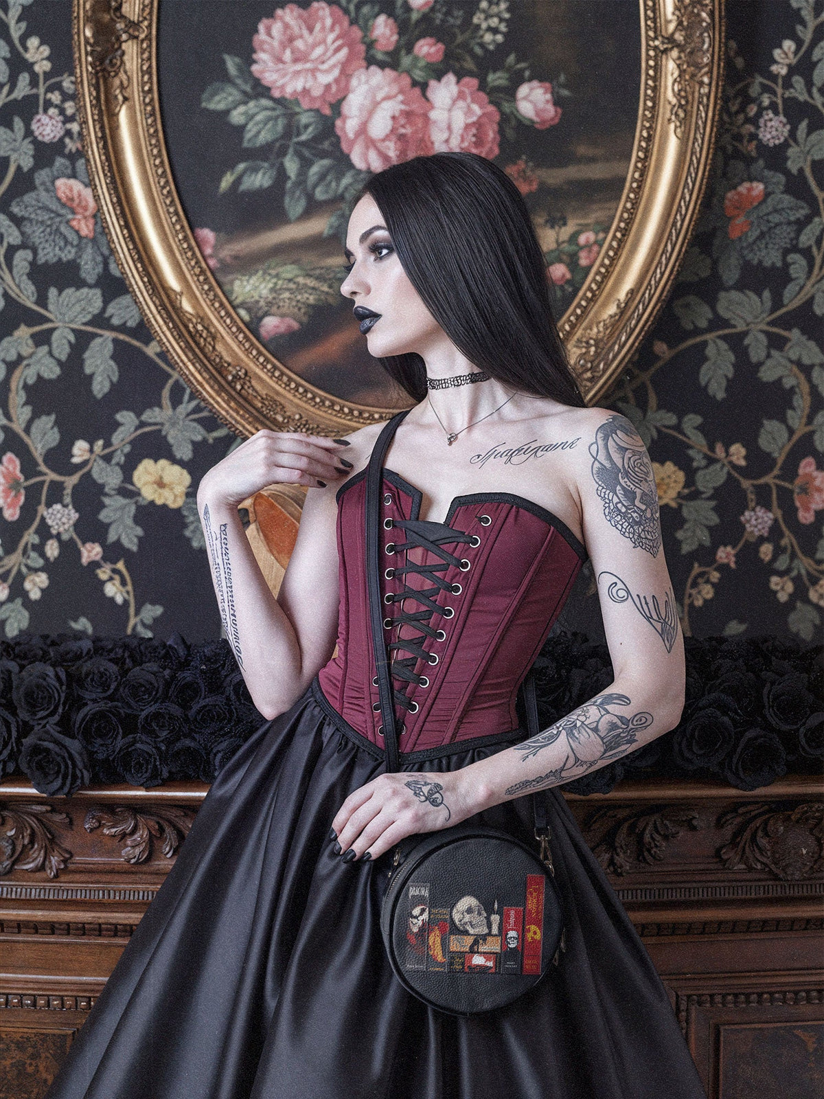 "The Codex of Gothic Tales" Deadlight Black Circle Crossbody Bag - NEVERMORE DEAL