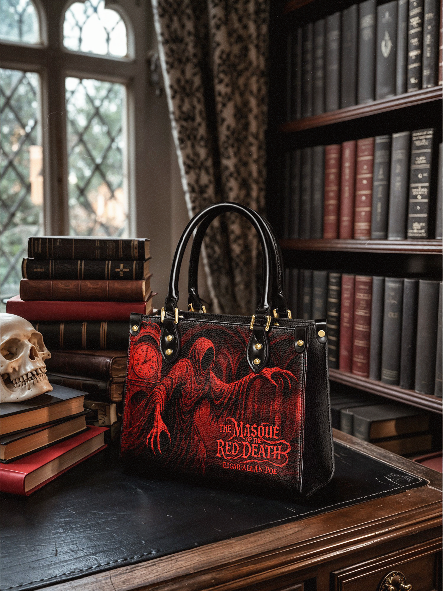 "The Masque Of The Red Death" Small Leather Handbag - NEW WORKSHOP SALE