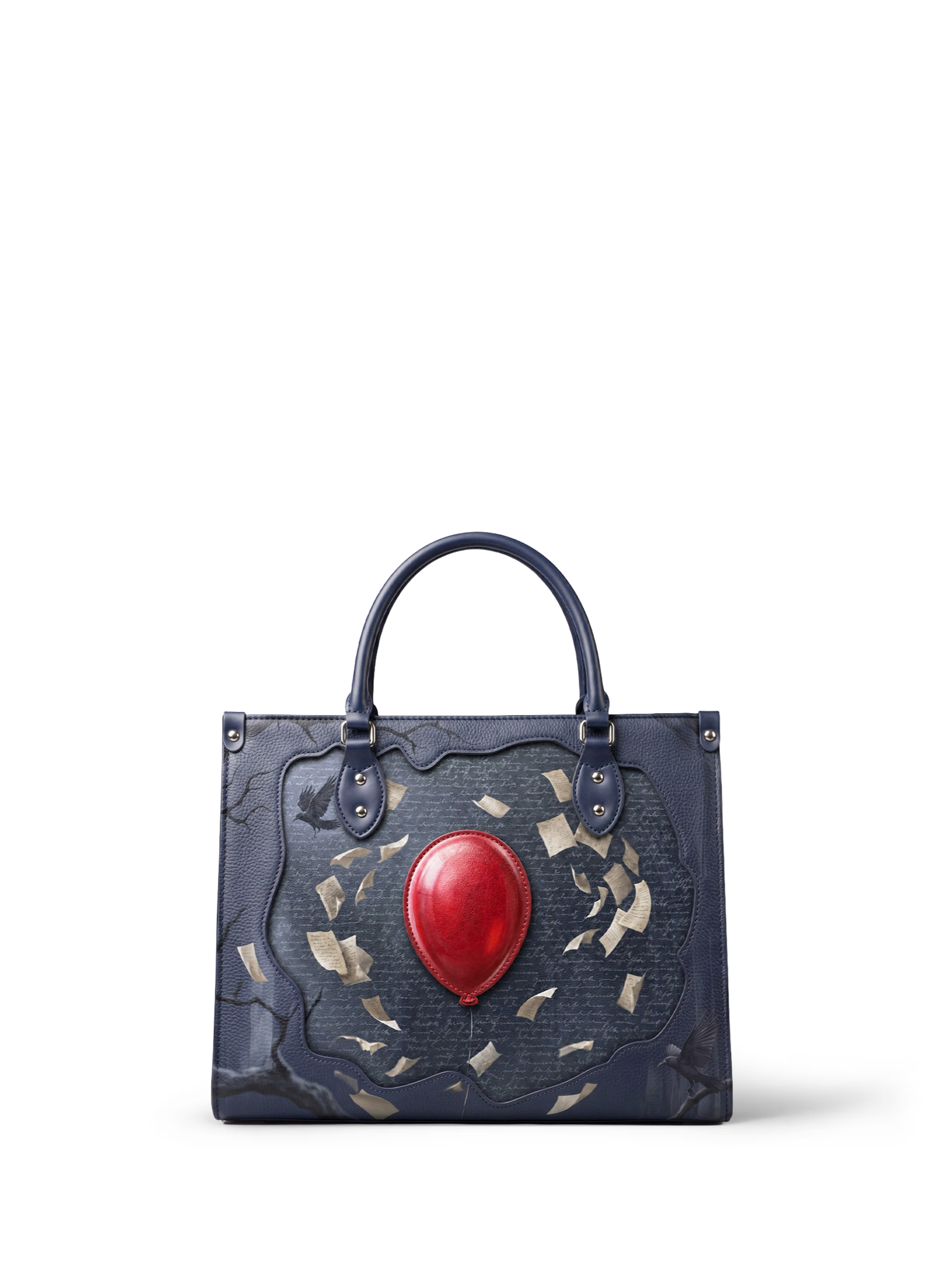 “The Red Balloon” Applique Leather Handbag
