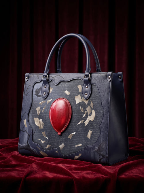 “The Red Balloon” Applique Leather Handbag