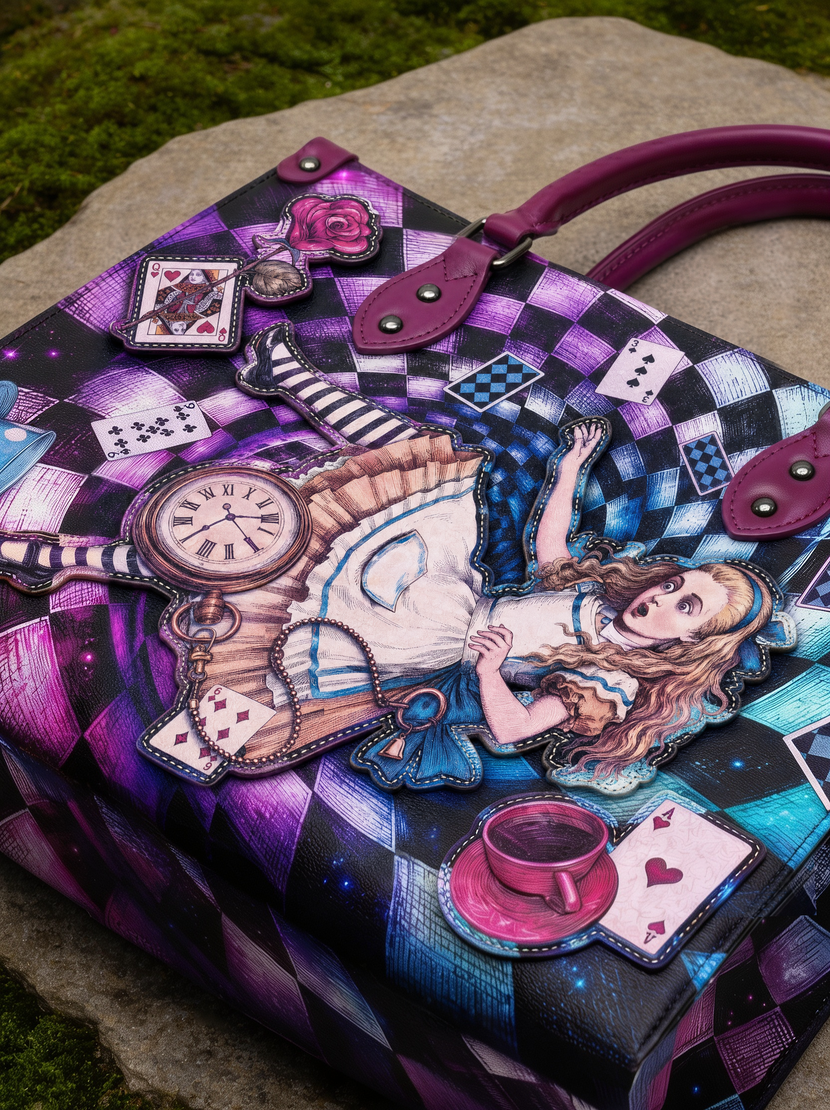 “Through the Looking-Glass” Applique Leather Handbag Pre-order