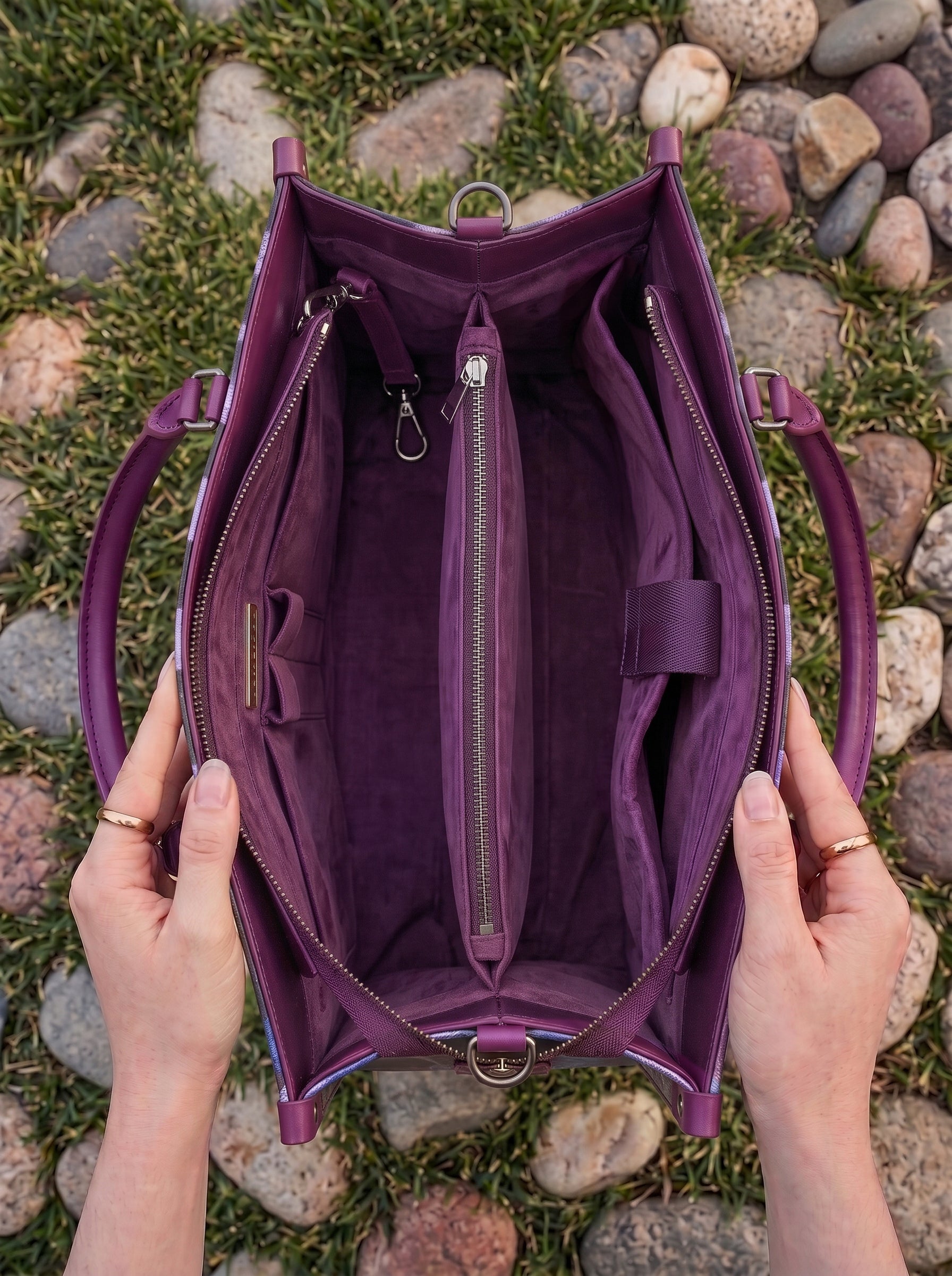 “Through The Looking-Glass” Applique Leather Handbag