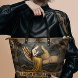 "A Dream Within A Dream" Leather Tote Bag