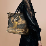 "A Dream Within A Dream" Leather Tote Bag
