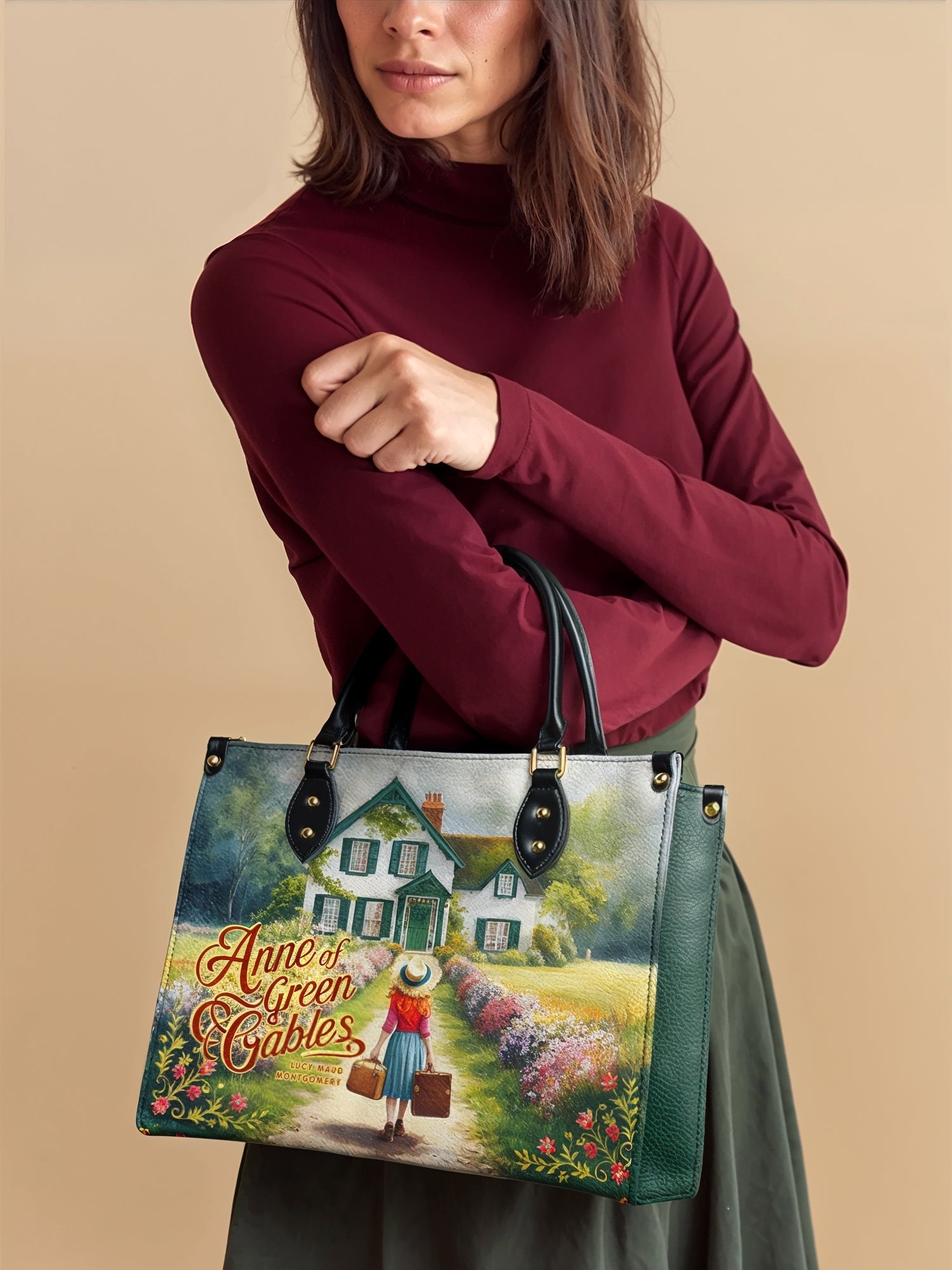 "Anne Of Green Gables" - Green Interior - Leather Handbag