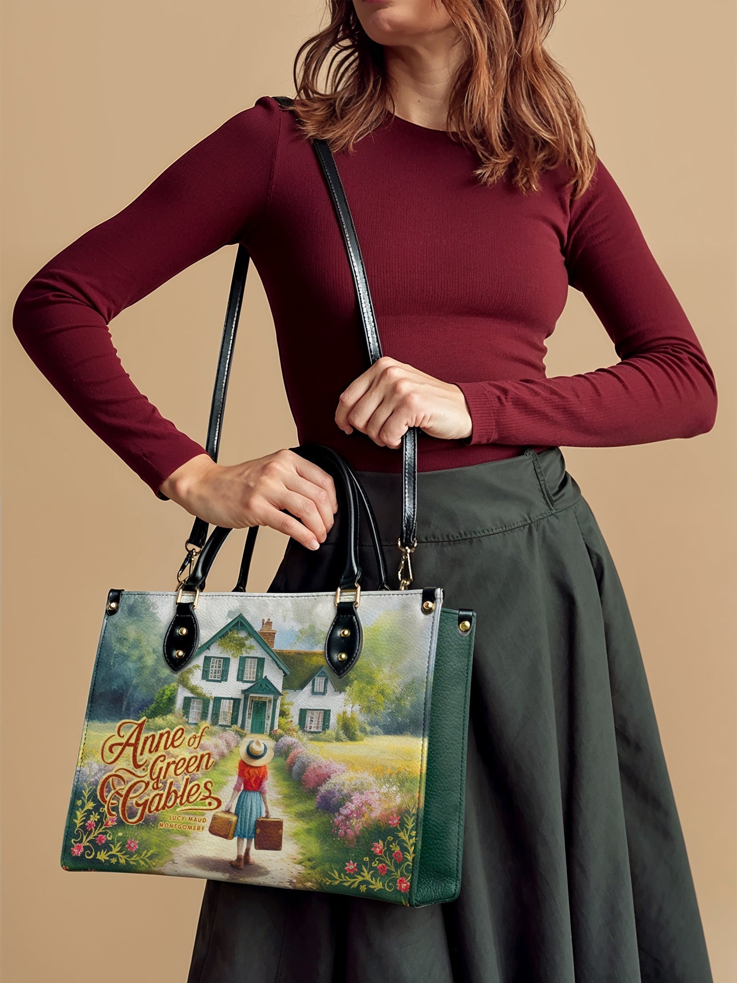 "Anne Of Green Gables" - Green Interior - Leather Handbag