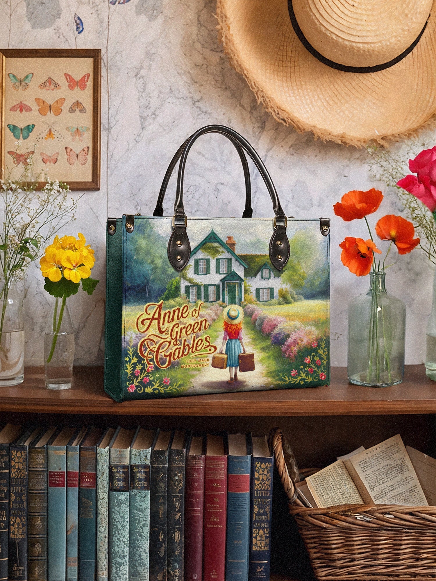 "Anne Of Green Gables" - Green Interior - Leather Handbag