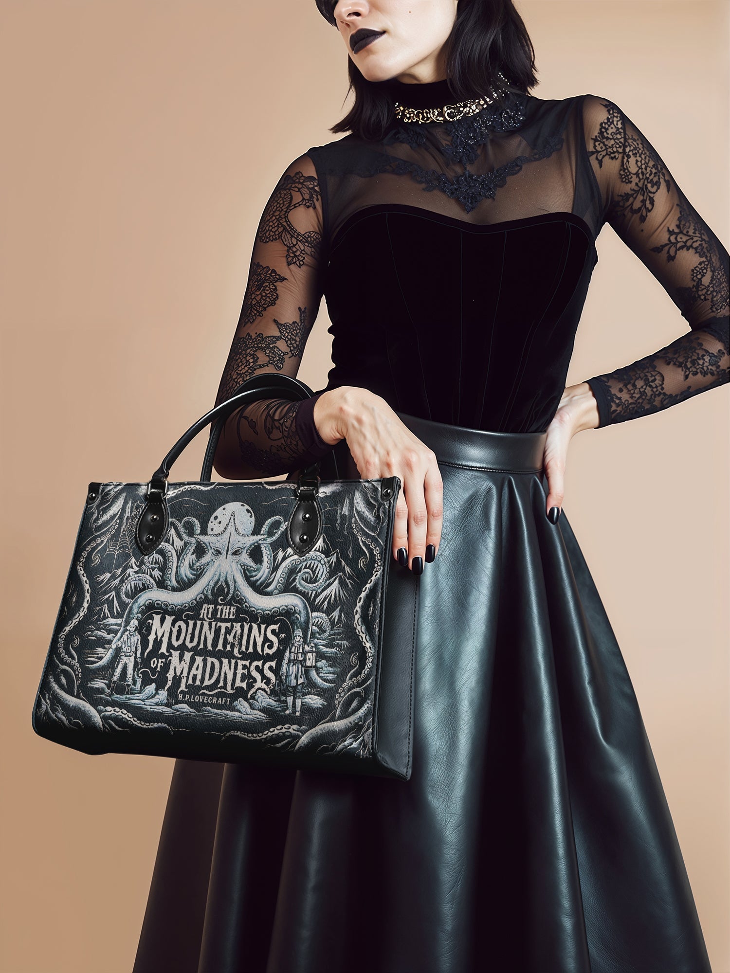 "At The Mountains Of Madness" - Black Interior - Leather Handbag - NEW WORKSHOP SALE