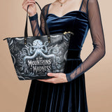 "At The Mountains Of Madness" Leather Tote Bag