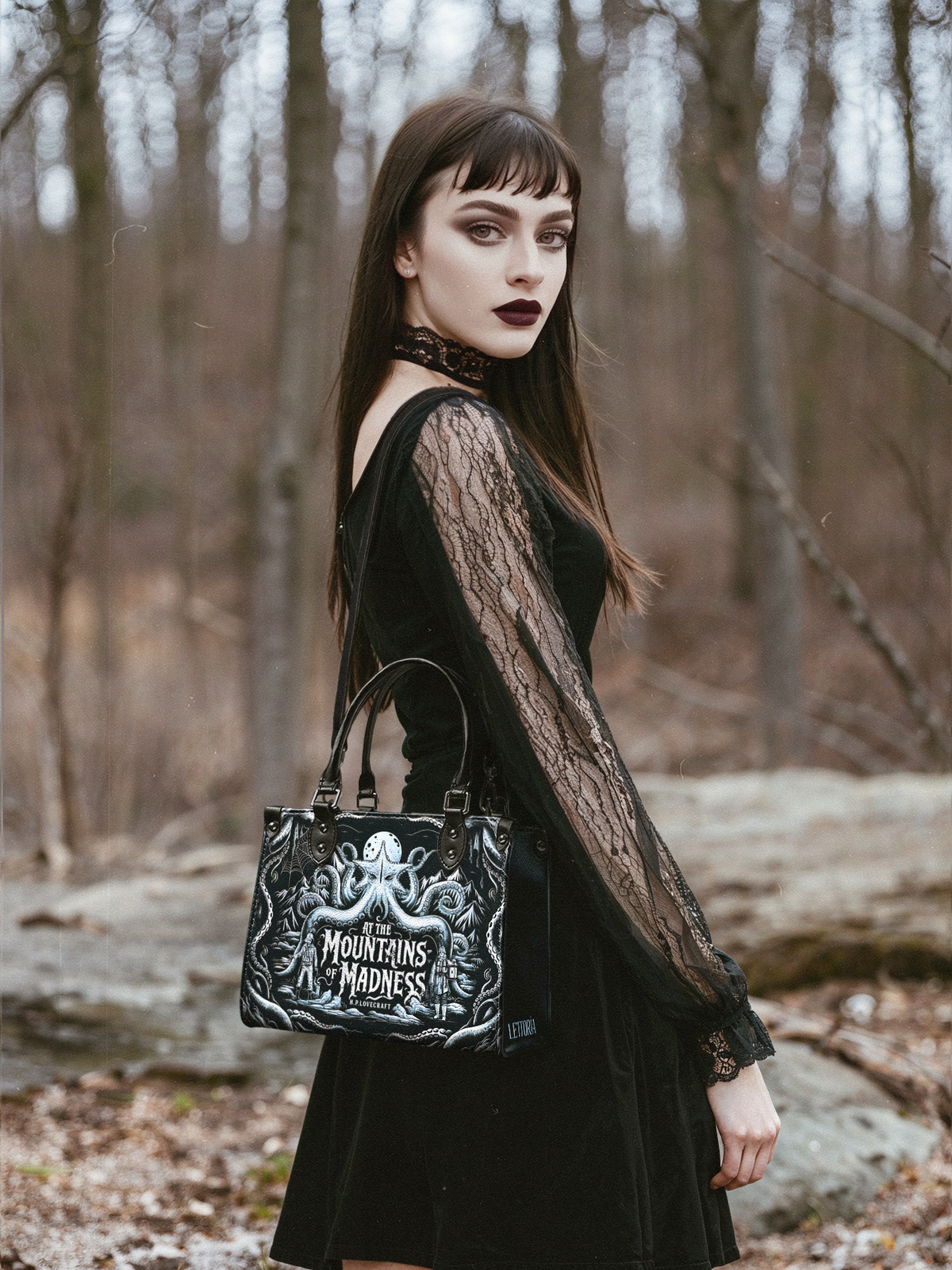 "At The Mountains Of Madness" Small Leather Handbag - NEVERMORE DEAL