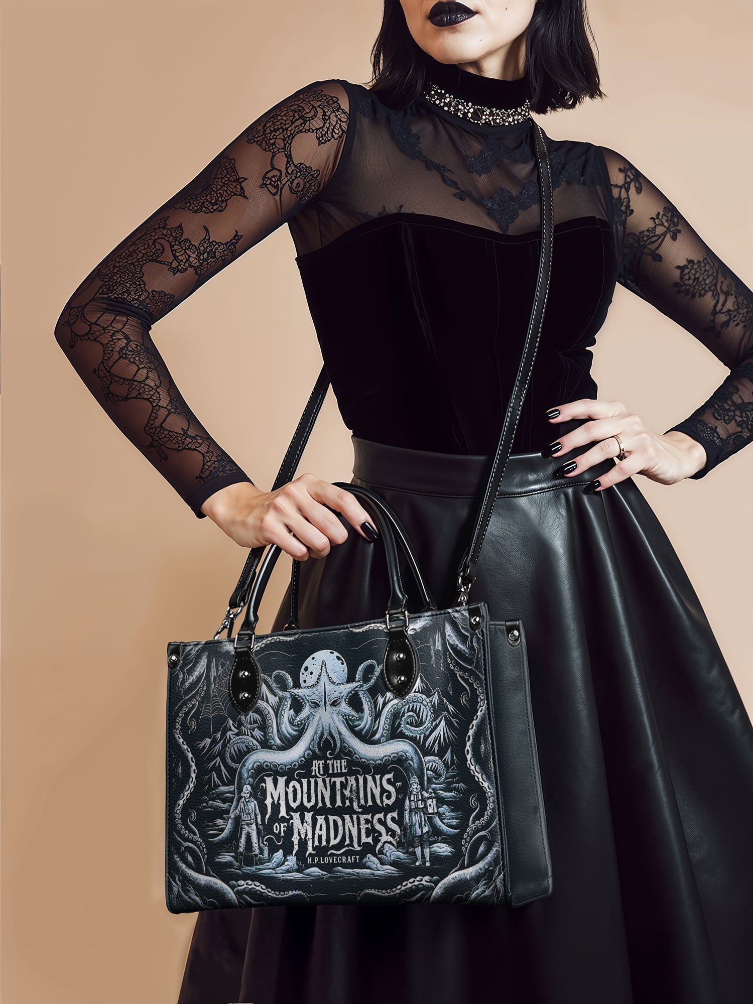 "At The Mountains Of Madness" - Black Interior - Leather Handbag - NEW WORKSHOP SALE