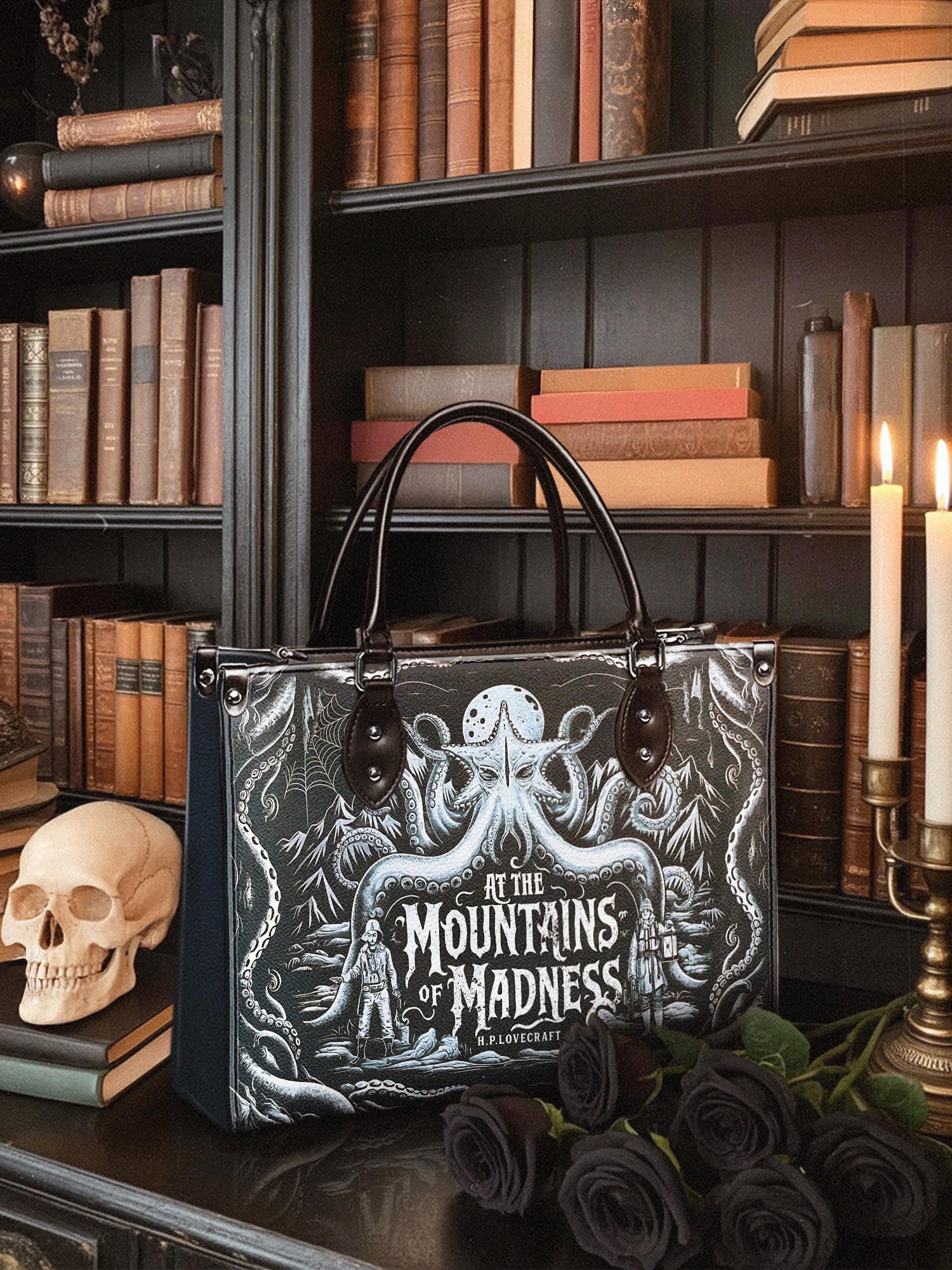 "At The Mountains Of Madness" - Black Interior - Leather Handbag - NEW WORKSHOP SALE